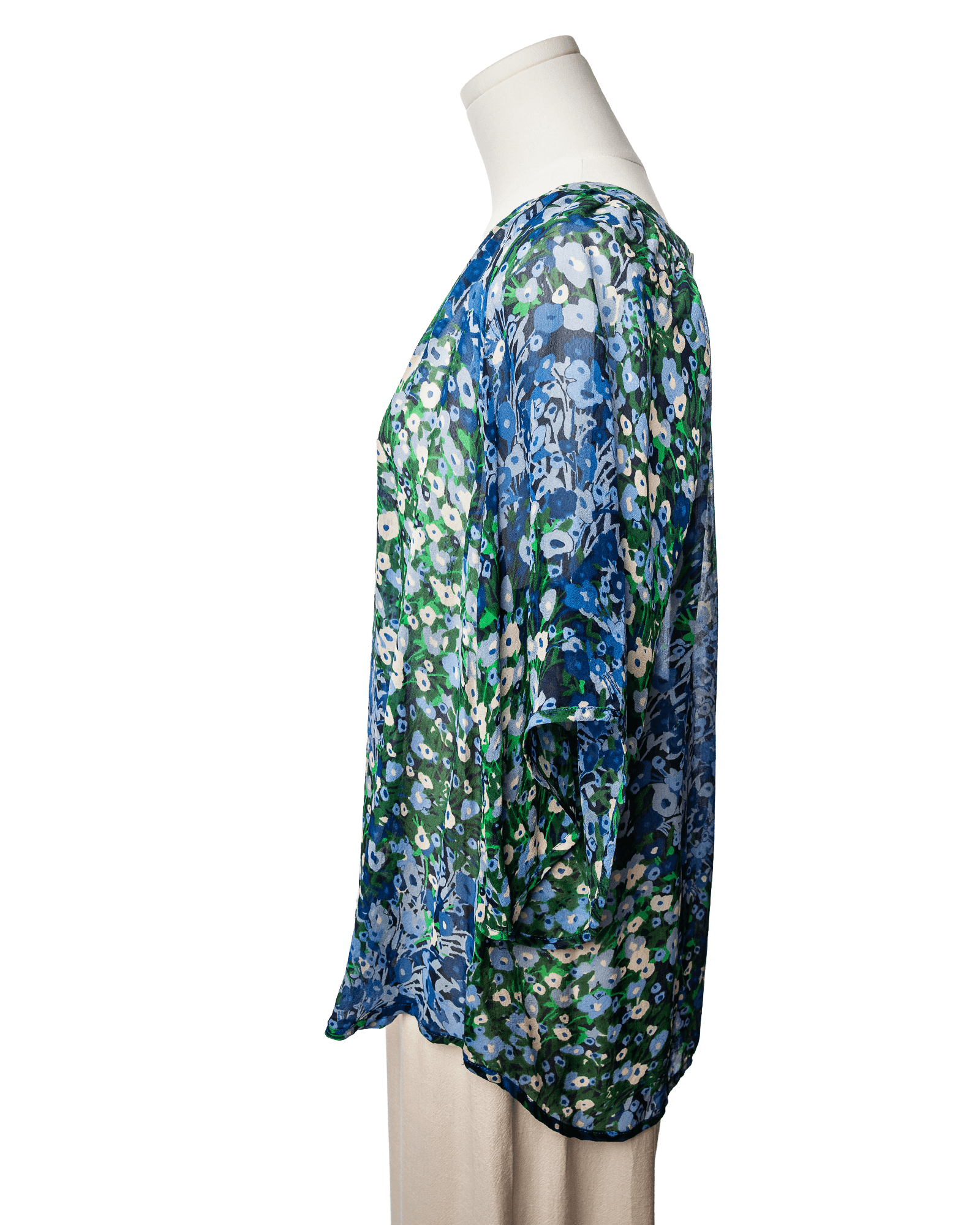 Fei Blue Garden Floral Silk Blouse