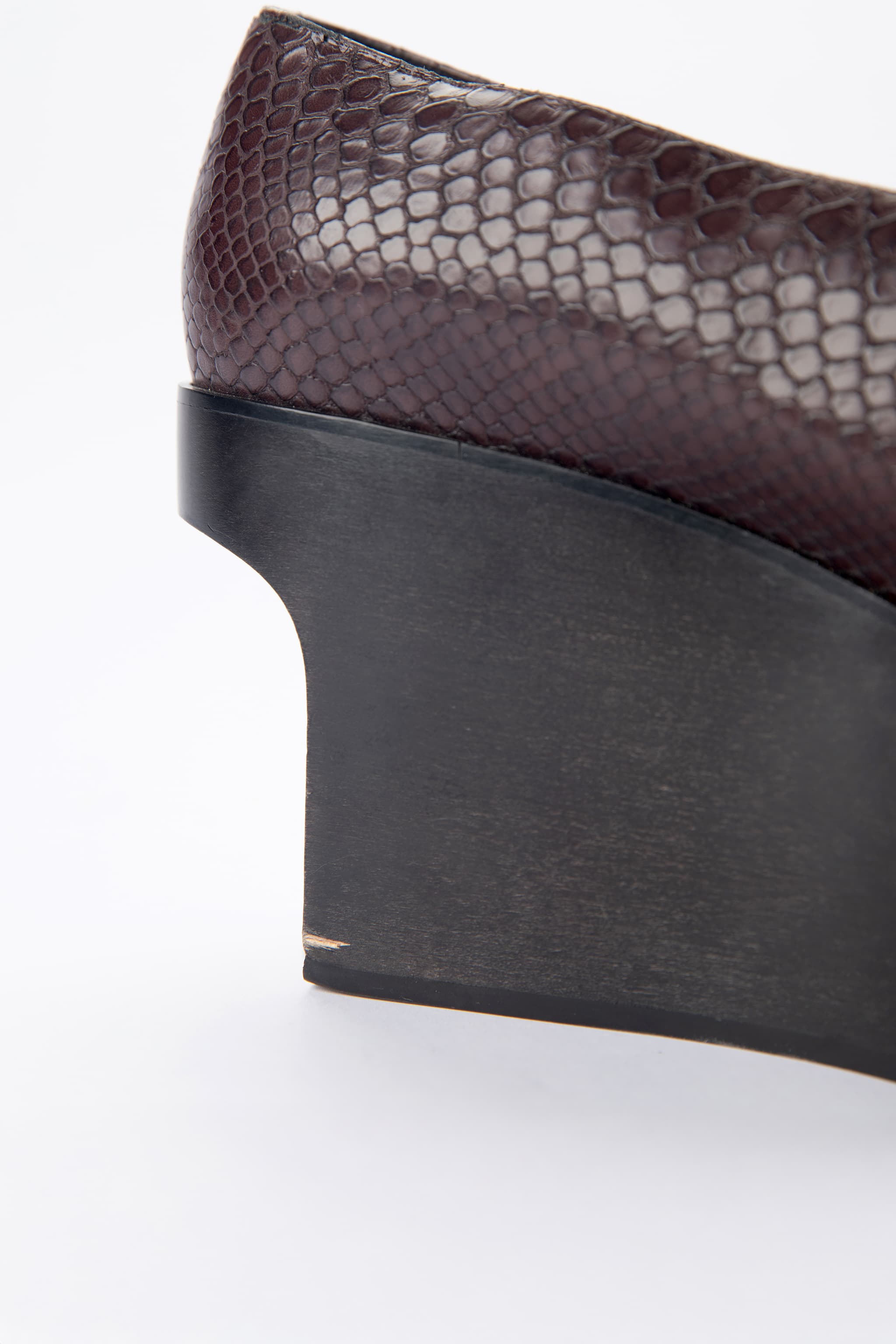 Stella McCartney Burgundy Snake-Effect Platform Wedge Loafers