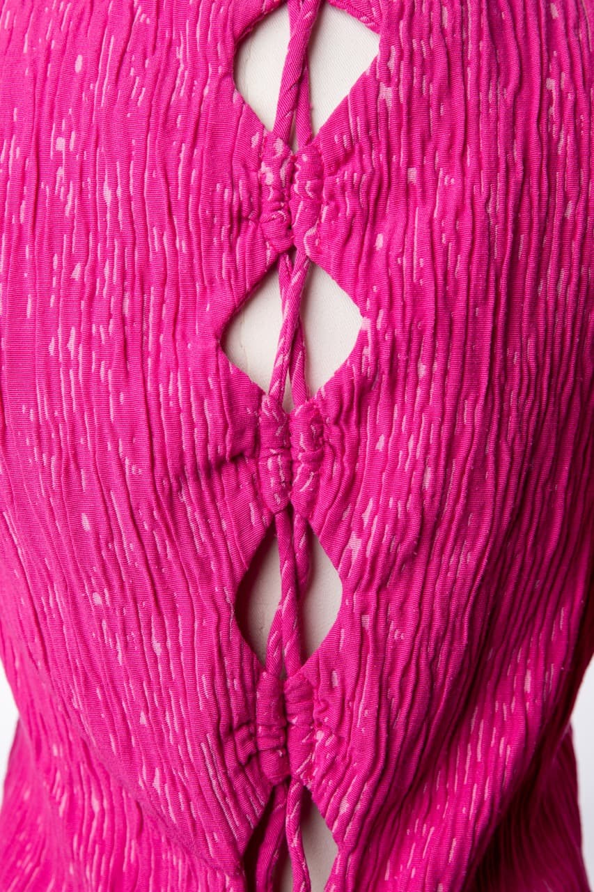 Stine Goya NWT Fuchsia Textured Lace-Up Back Shirt
