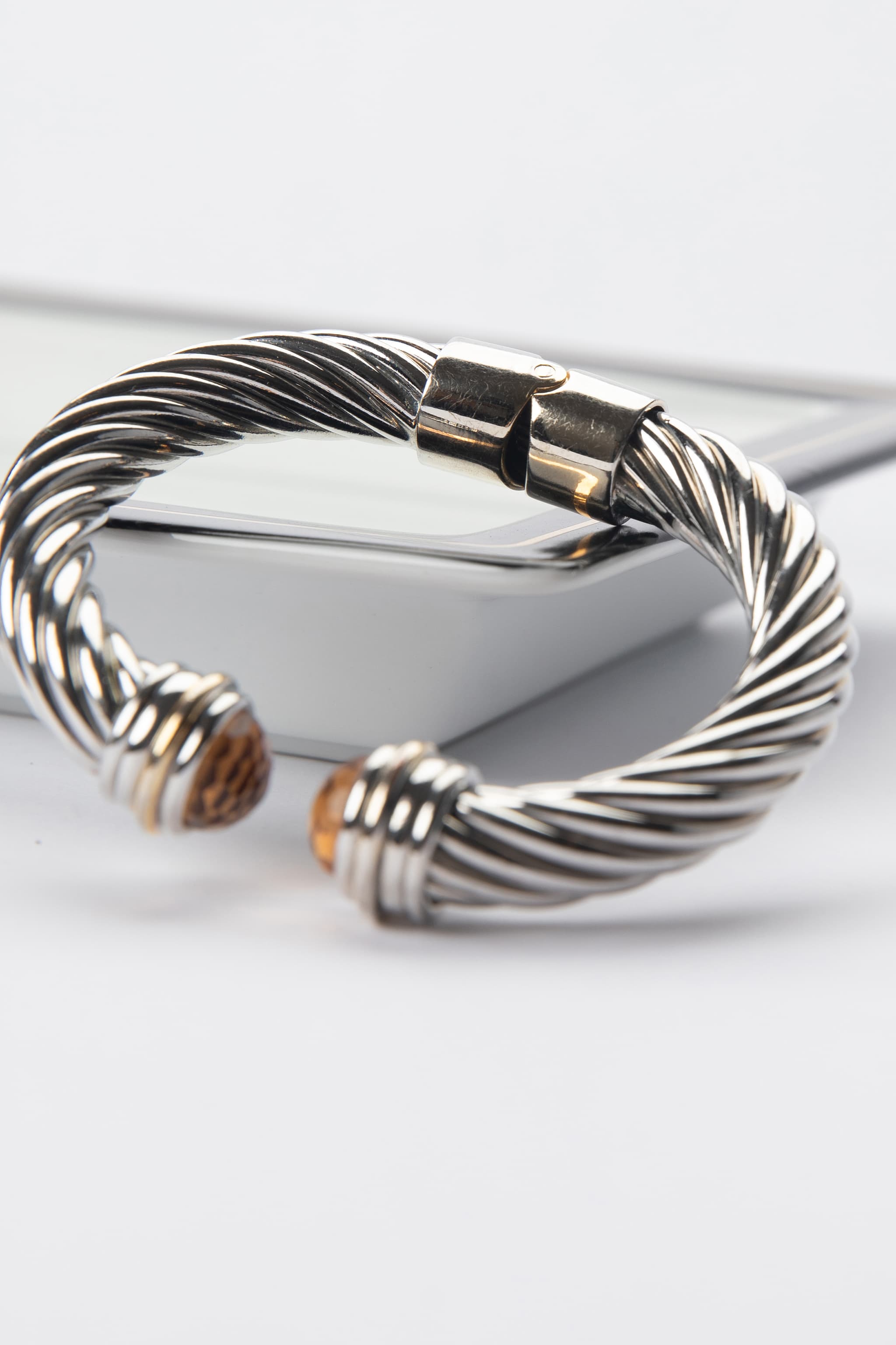 Silver Cable Topaz Bracelet