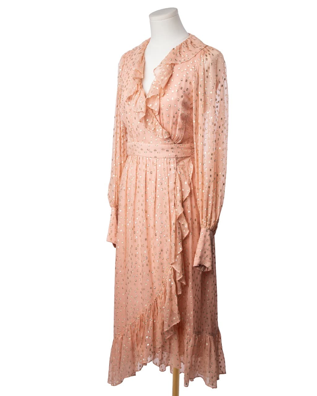 Zimmermann Lurex Silk Metallic Dot Wrap Midi Dress