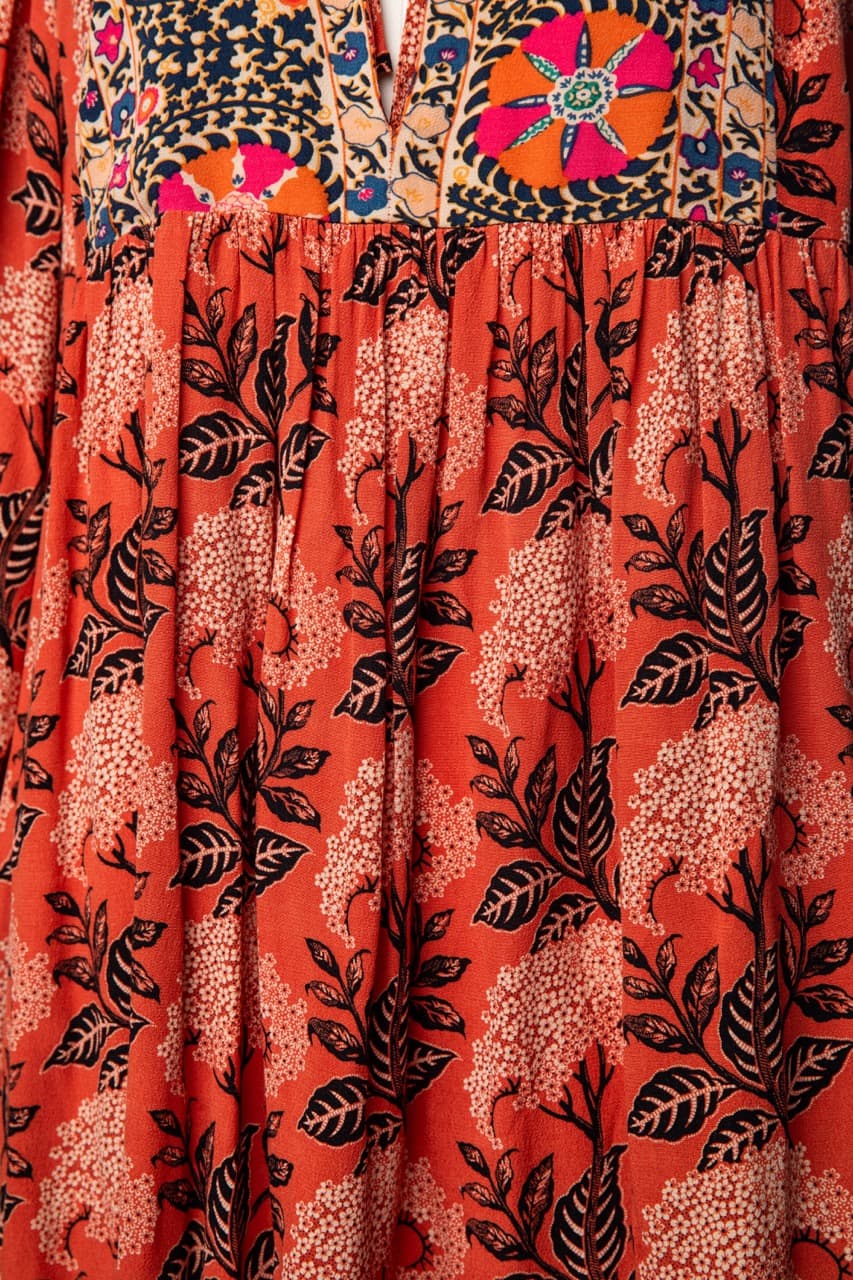 Ba&sh Rust Floral Boho Mini Dress