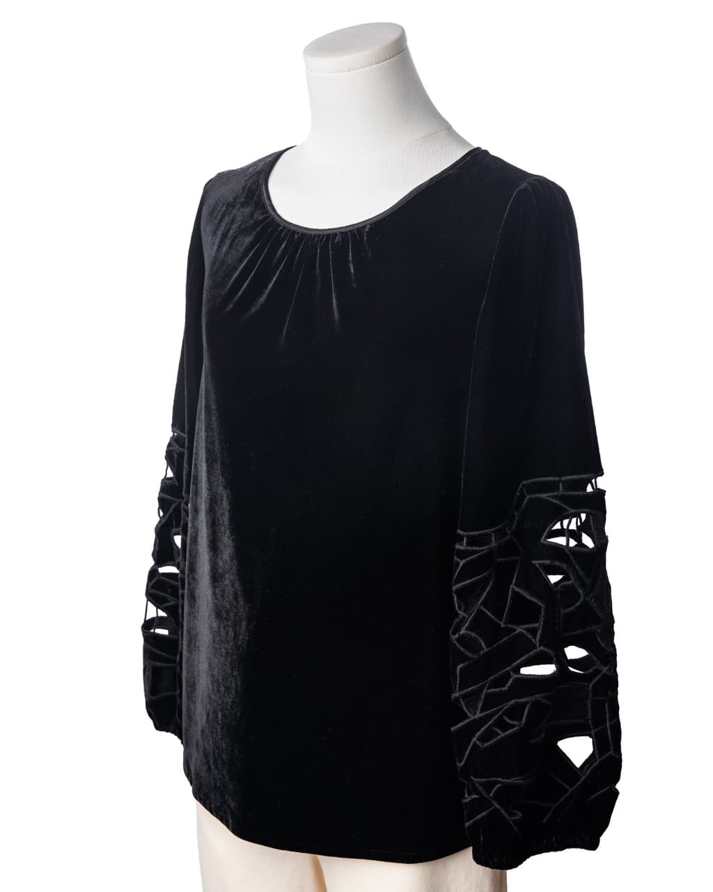 Joie Black Velvet Cut-Out Sleeve Blouse