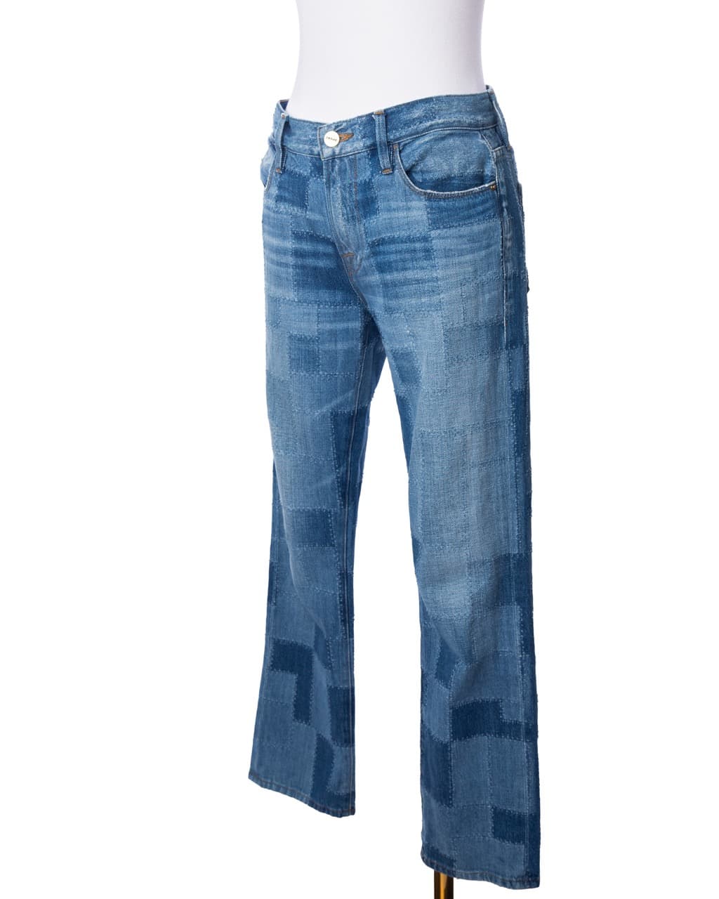 FRAME Le High Straight Patchwork Denim Jeans