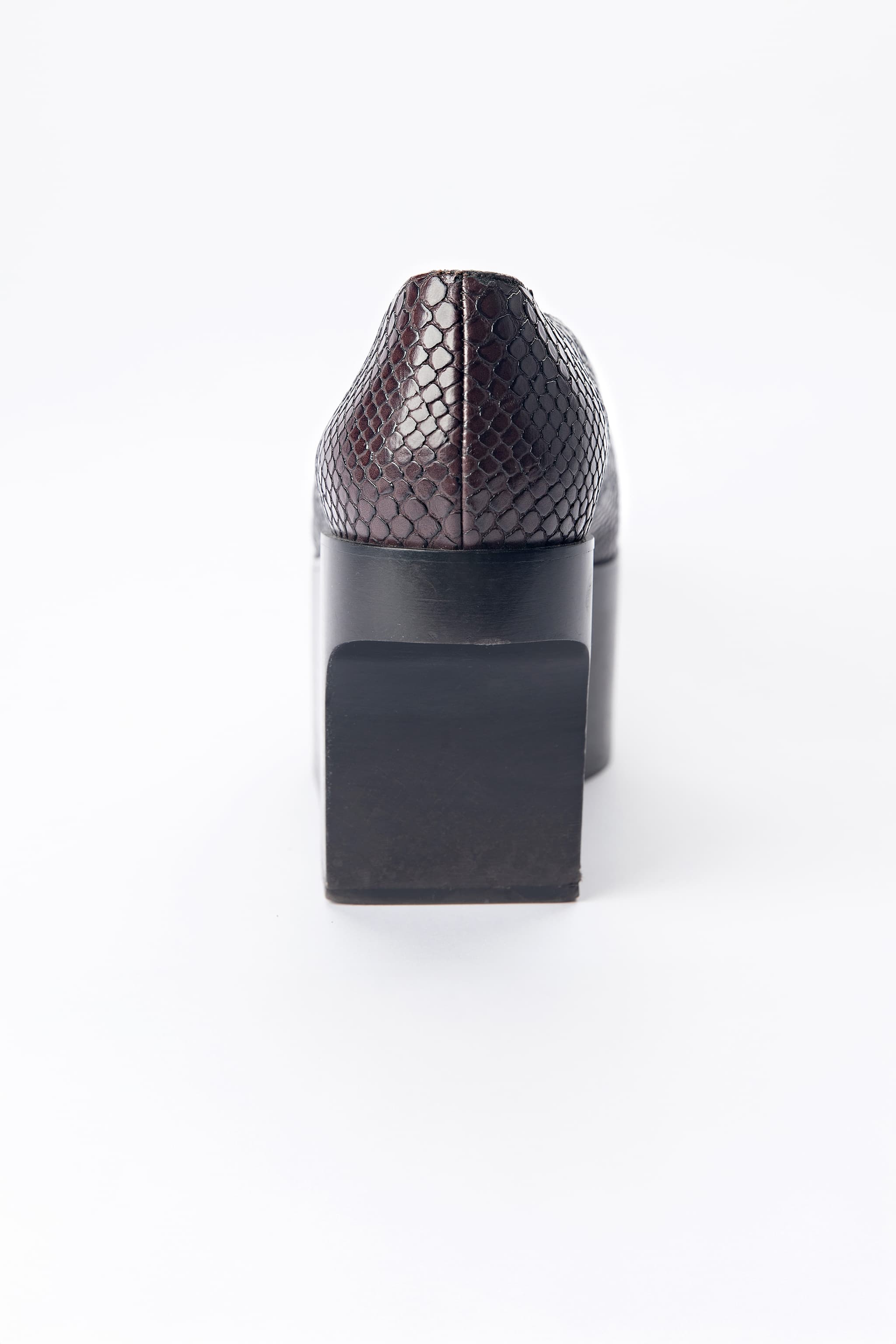 Stella McCartney Burgundy Snake-Effect Platform Wedge Loafers