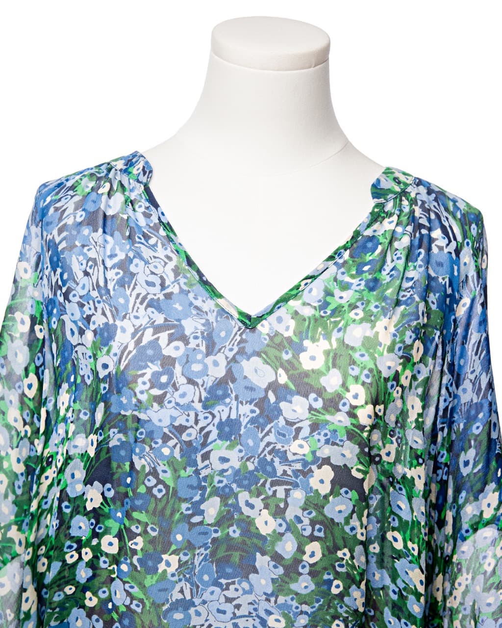 Fei Blue Garden Floral Silk Blouse