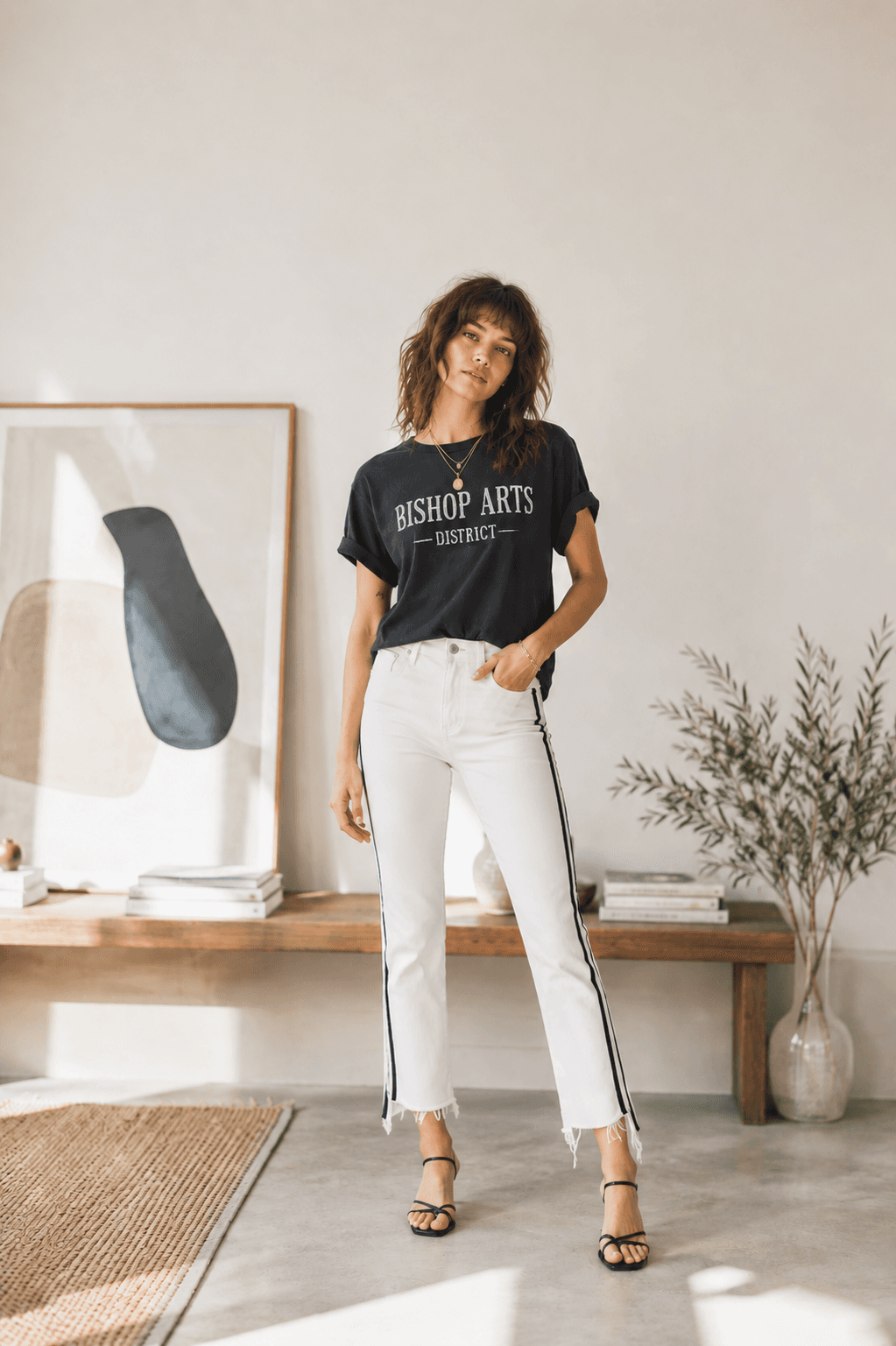 MOTHER Denim The Insider Crop Step Fray Cream Black Stripe