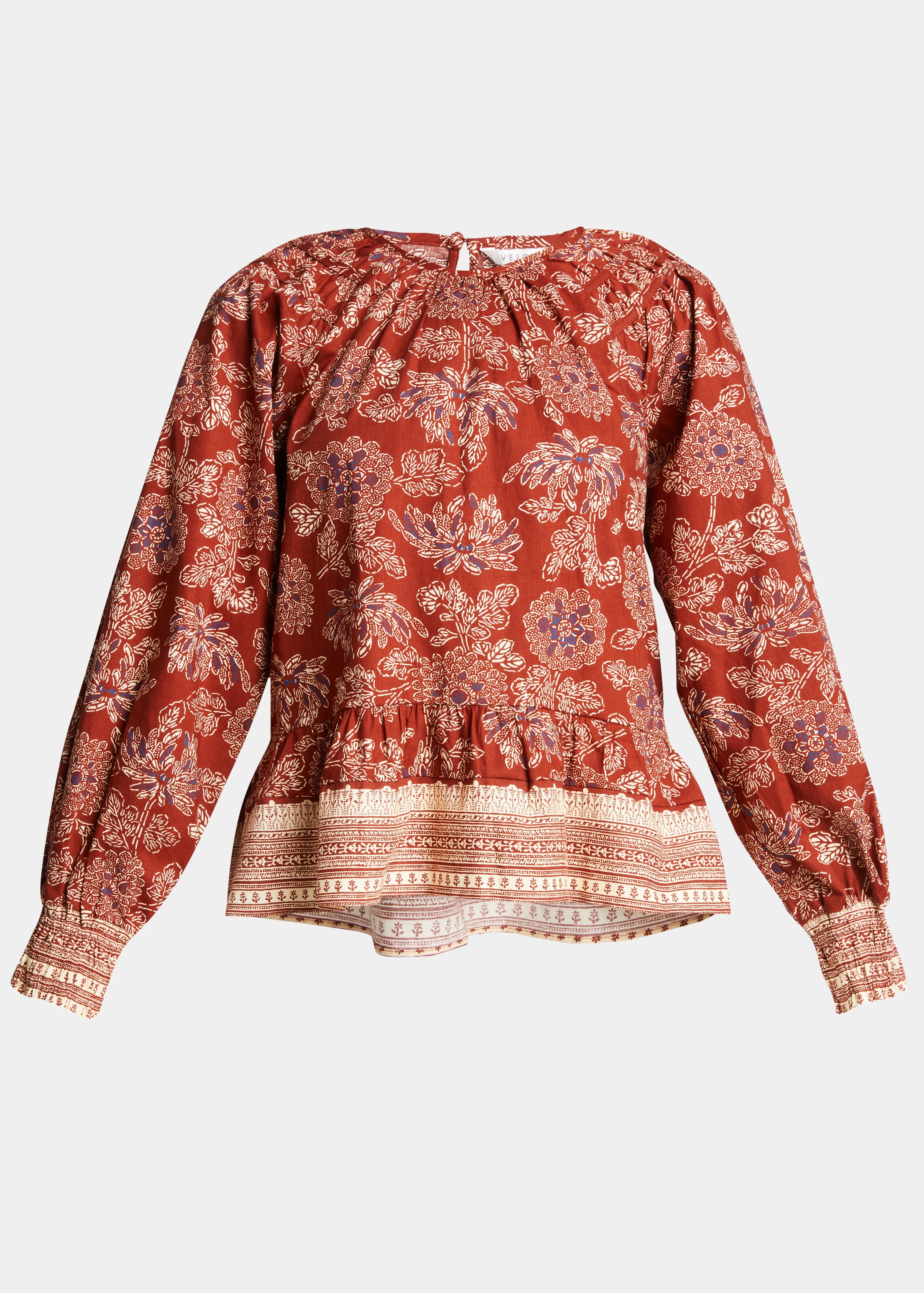 Veronica Beard Floral Peplum Blouse