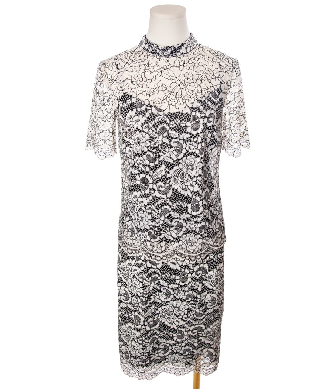 Trina Turk Black & Ivory Lace Two-Piece Top & Pencil Skirt Set