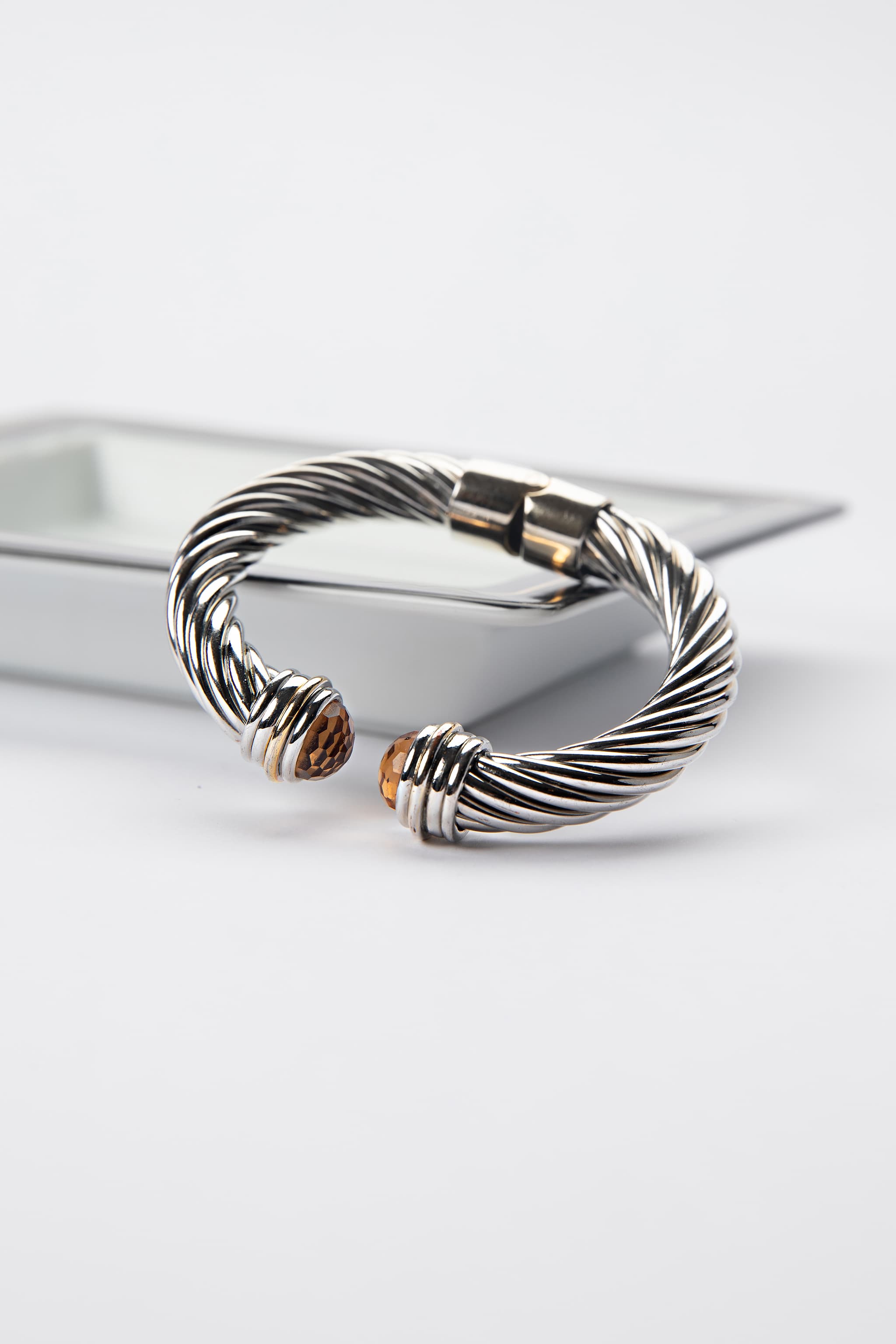 Silver Cable Topaz Bracelet