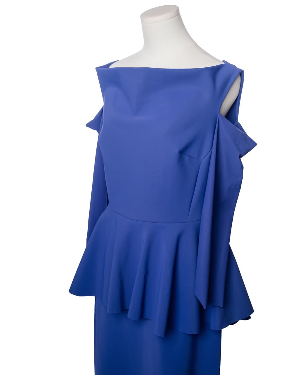 La Petite Robe di Chiara Boni Cobalt Blue Off-Shoulder Peplum Dress