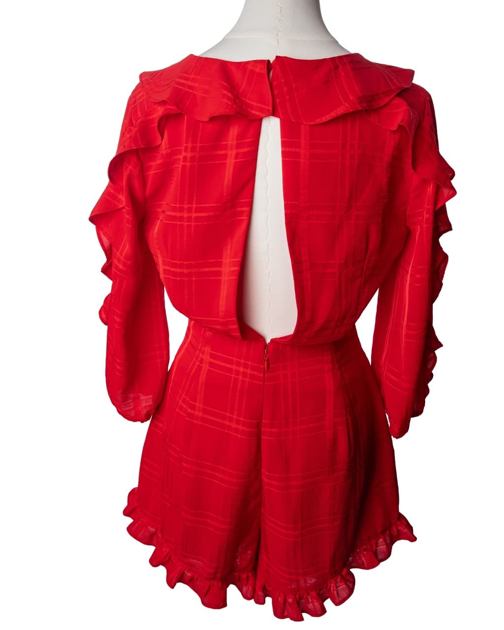 Majorelle Scarlet Ruffle Cutout Romper