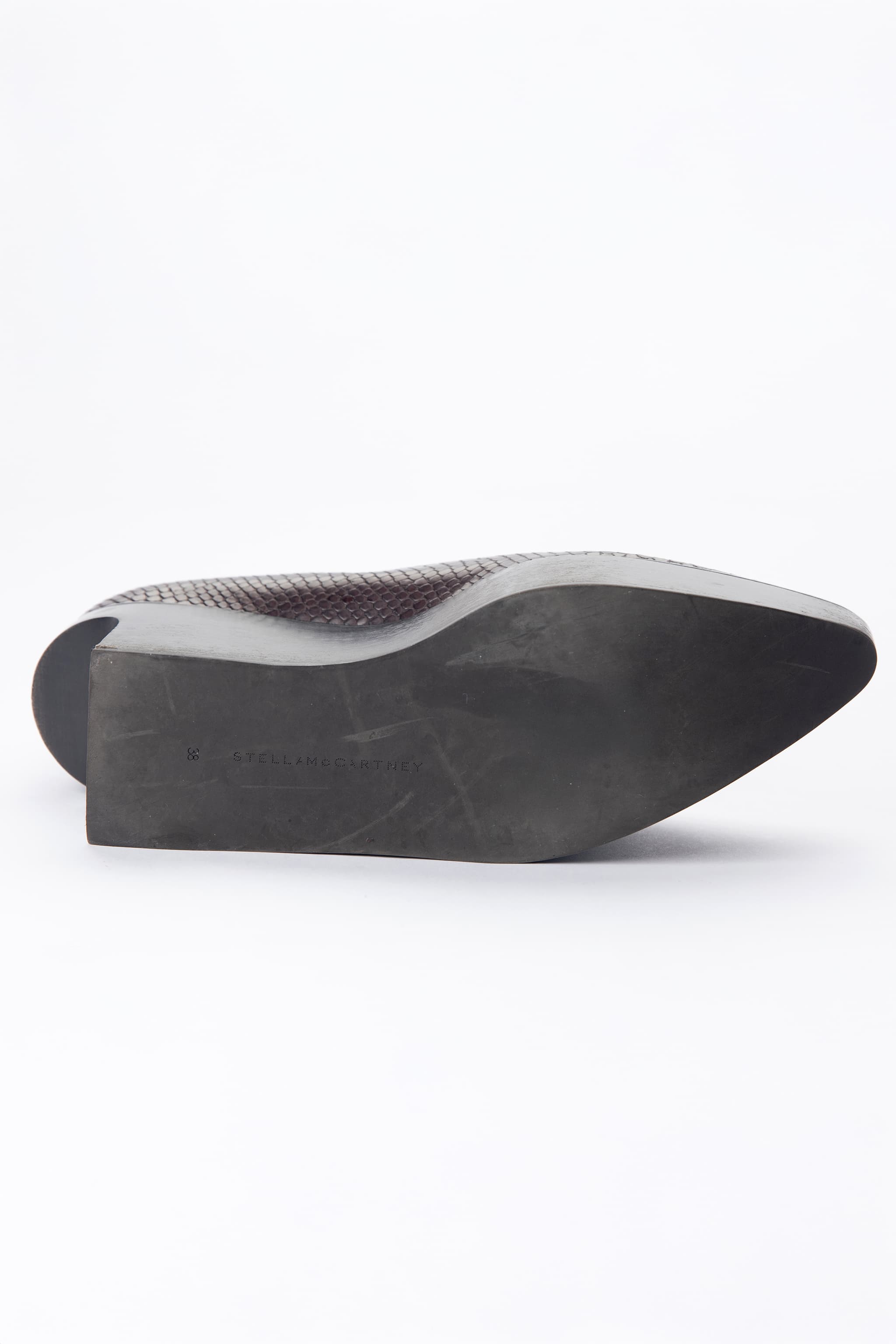 Stella McCartney Burgundy Snake-Effect Platform Wedge Loafers