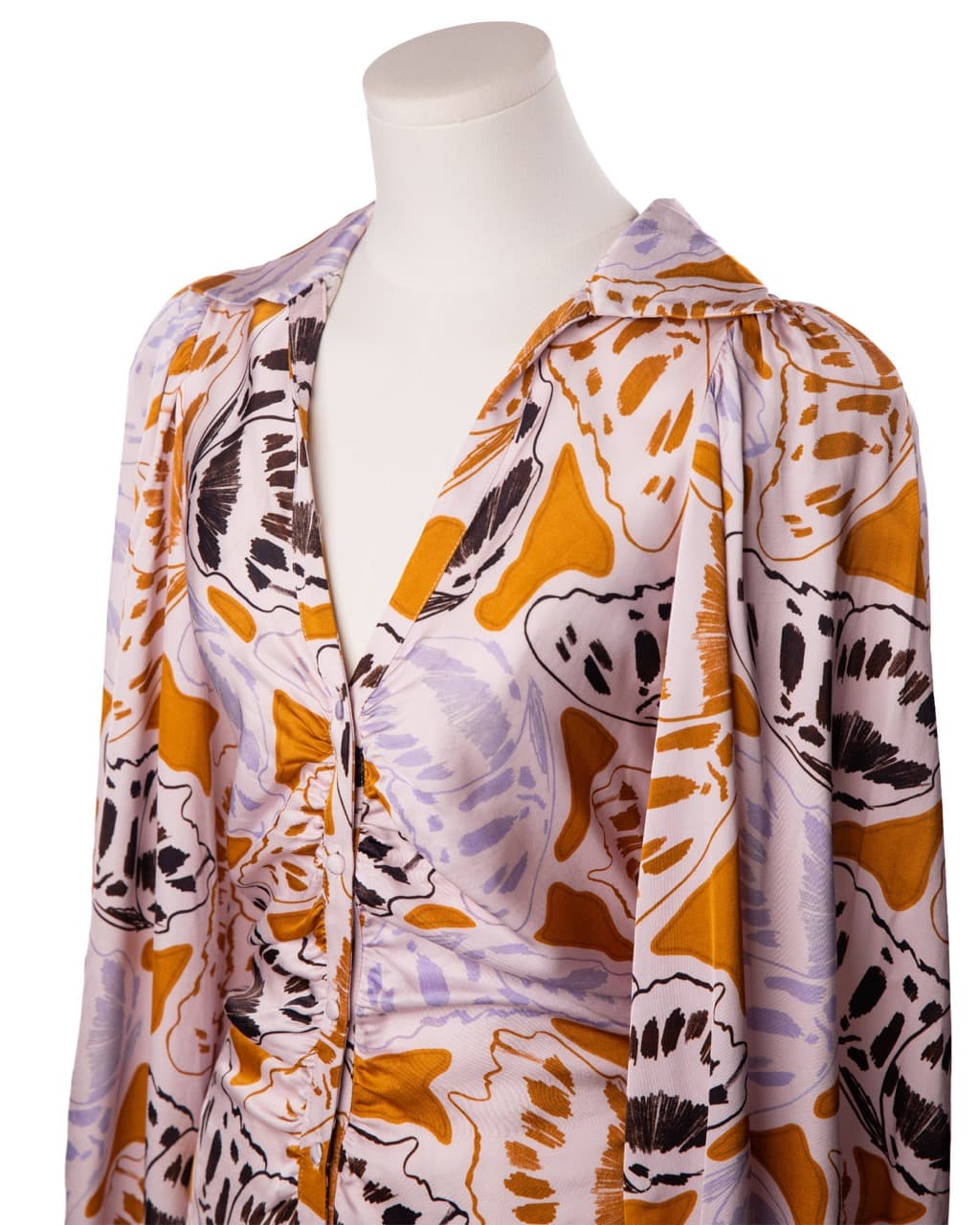 For Love & Lemons Butterfly Print Ruched Mini Dress | Long Sleeve