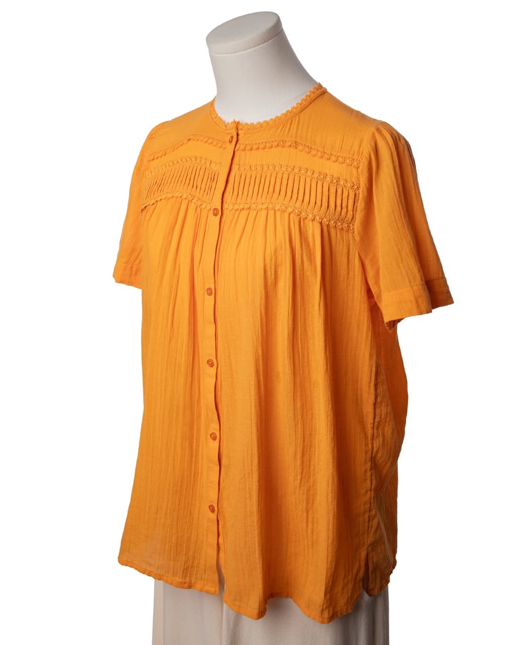 ME+EM Orange Pintuck Button Front Blouse - 100% Cotton