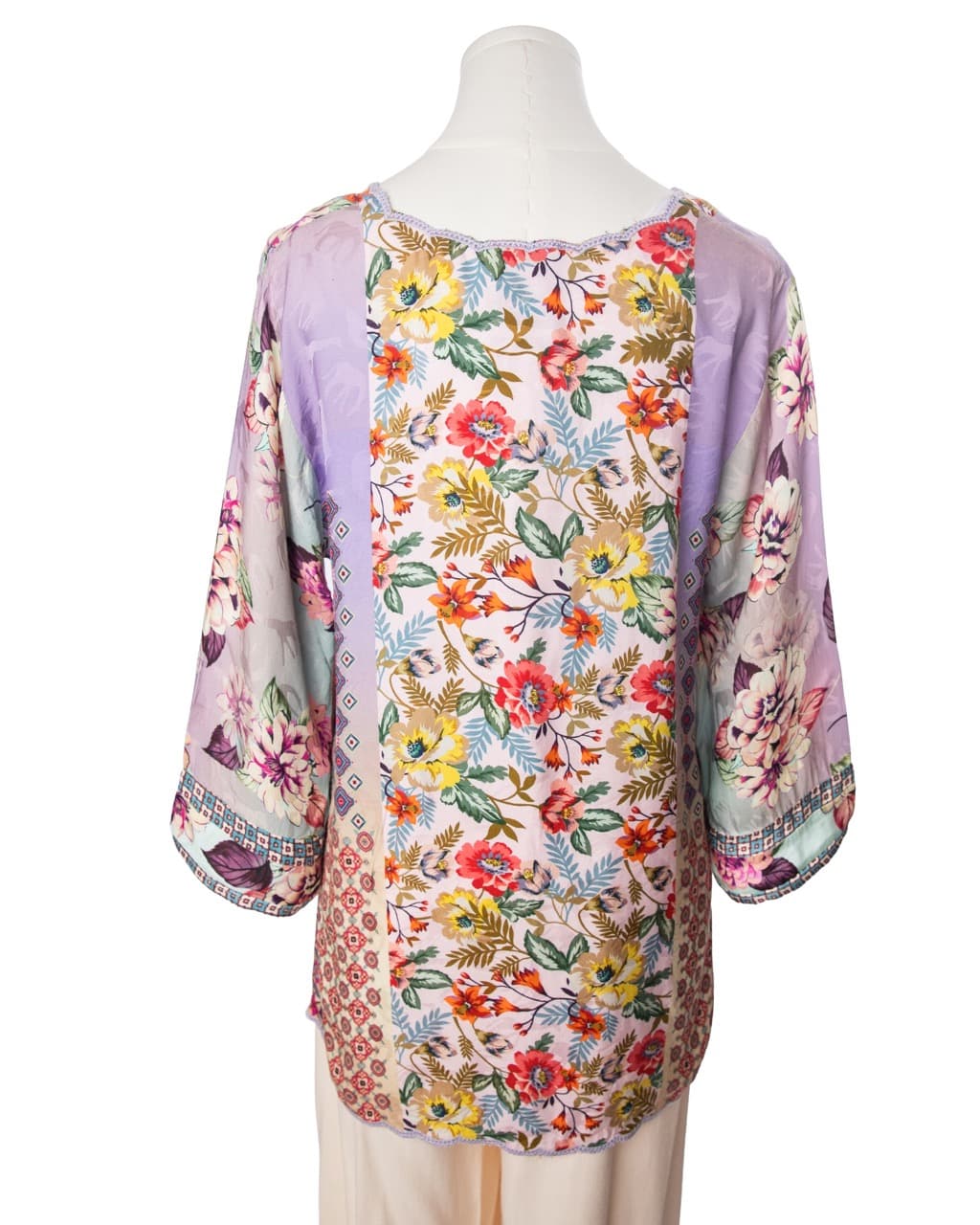 Johnny Was Patchwork Floral Boho Tunic Blouse