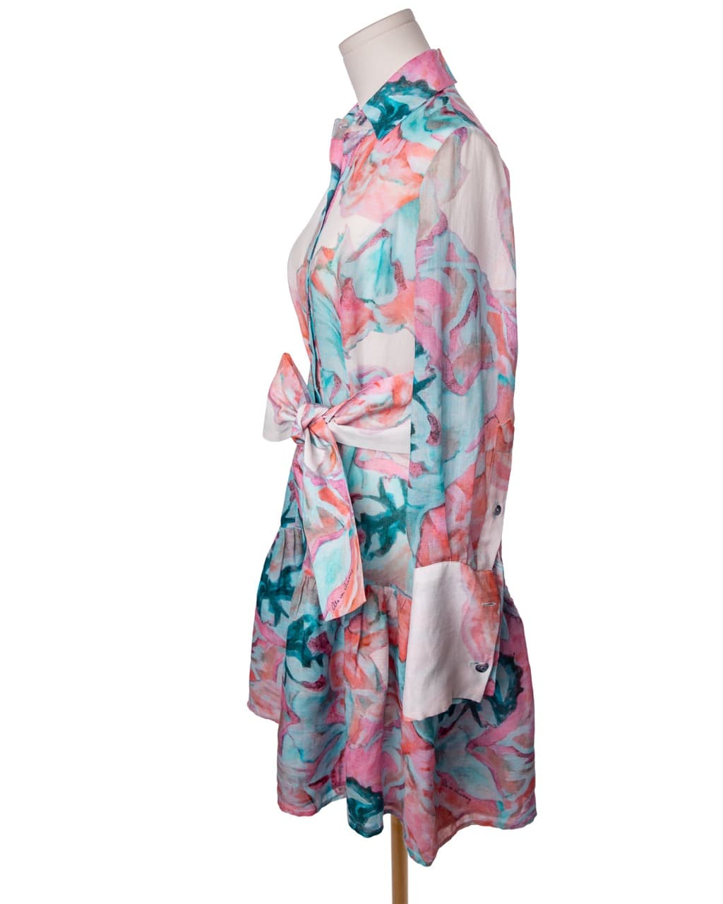Ala von Auersperg Floral Cotton Voile Shirt Dress with Detachable Belt