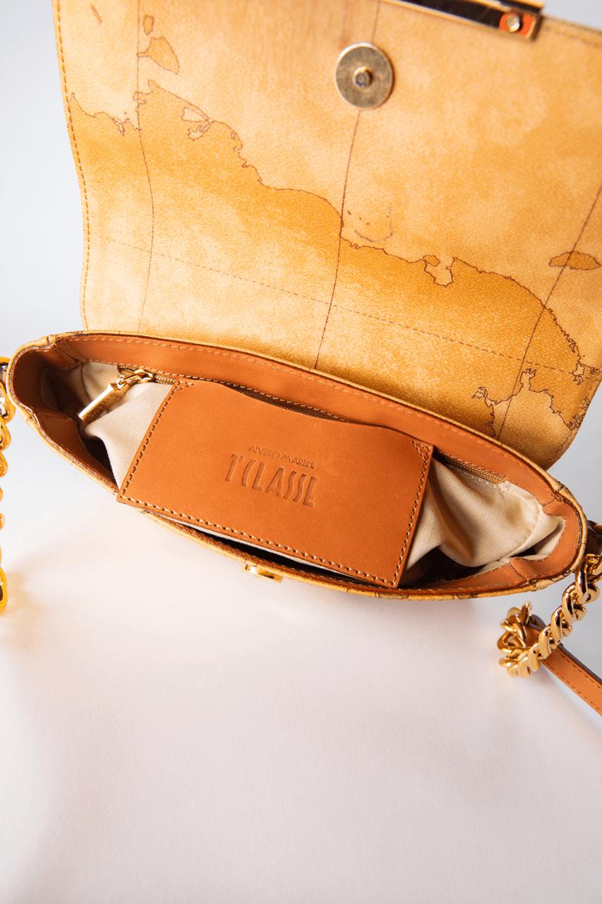 Alviero Martini 1A Classe Geo Classic Map-Print Chain Crossbody Bag