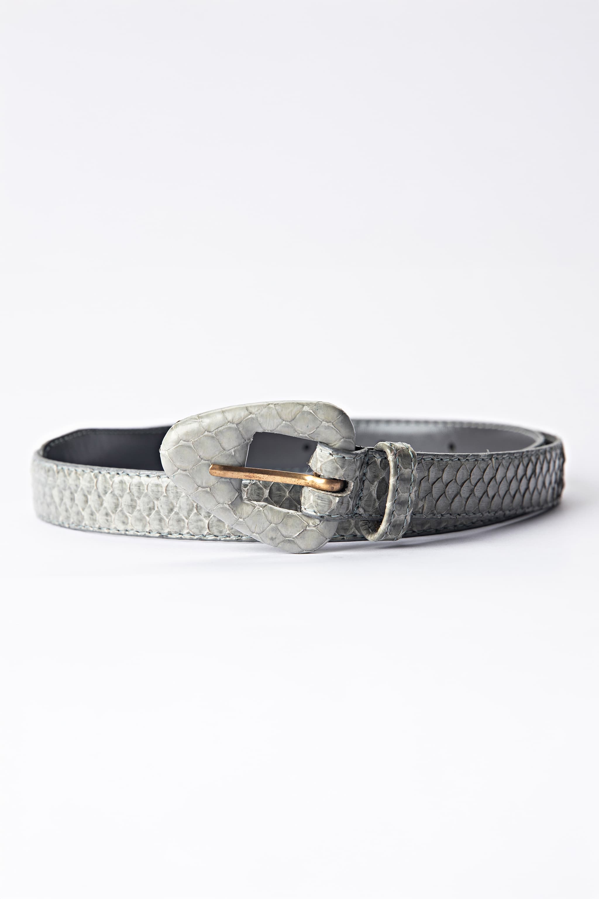 Genuine Snake Skin Gray Belt — Size Medium