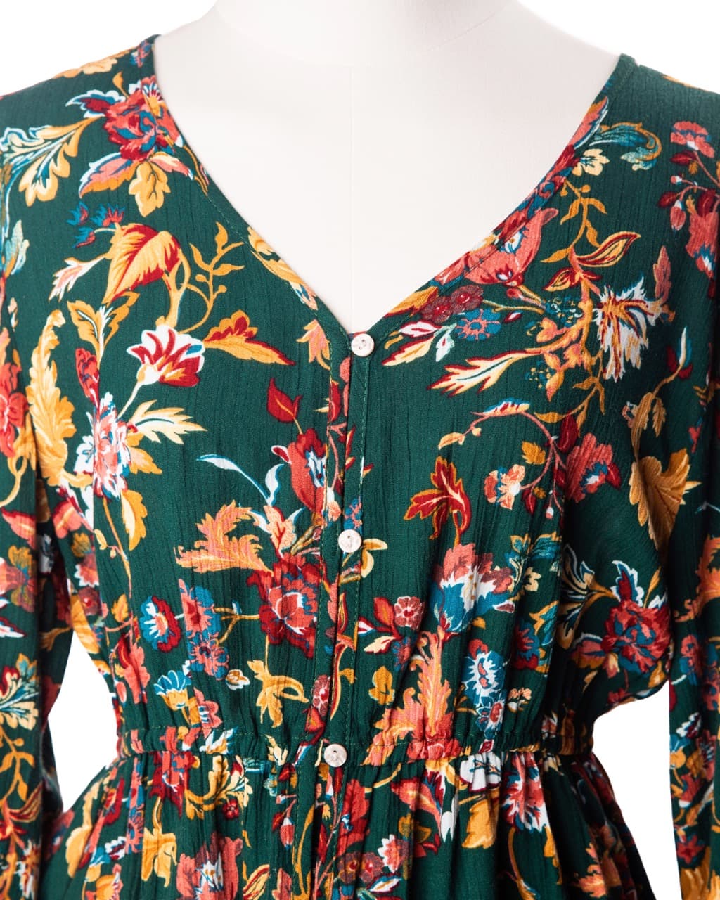 FRYE Emerald Floral Button Front Peplum Blouse