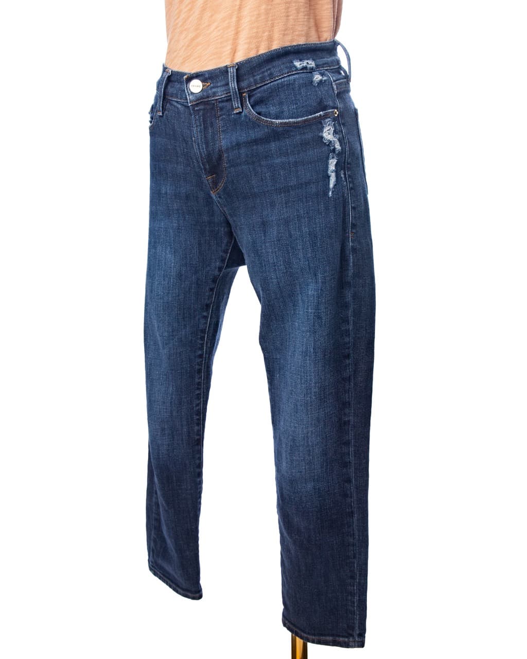 FRAME Le Garçon Crop Distressed Straight-Leg Jeans