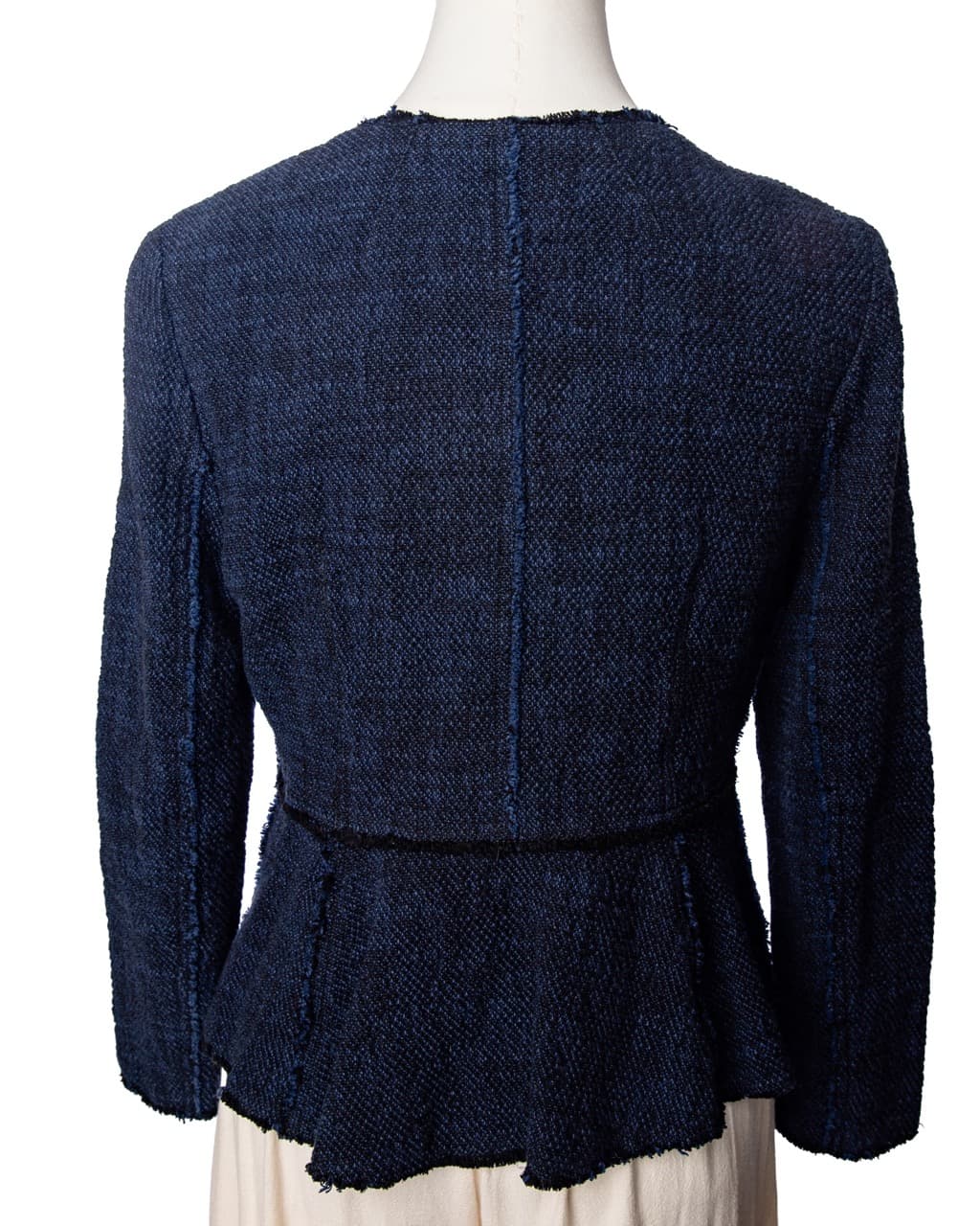 Rebecca Taylor Navy Tweed Zip-Front Jacket