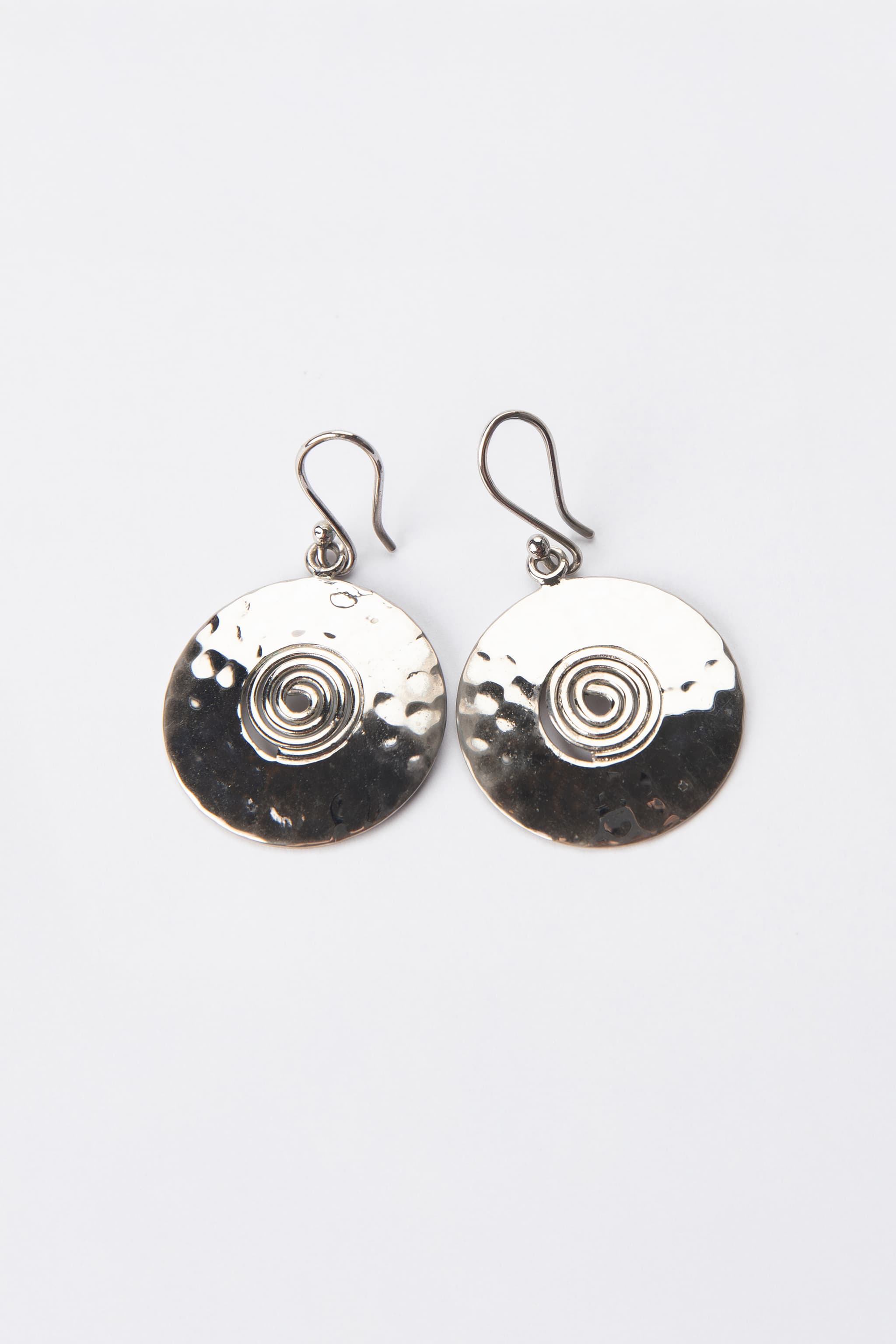Vintage Mexican Sterling Silver Spiral Disc Earrings