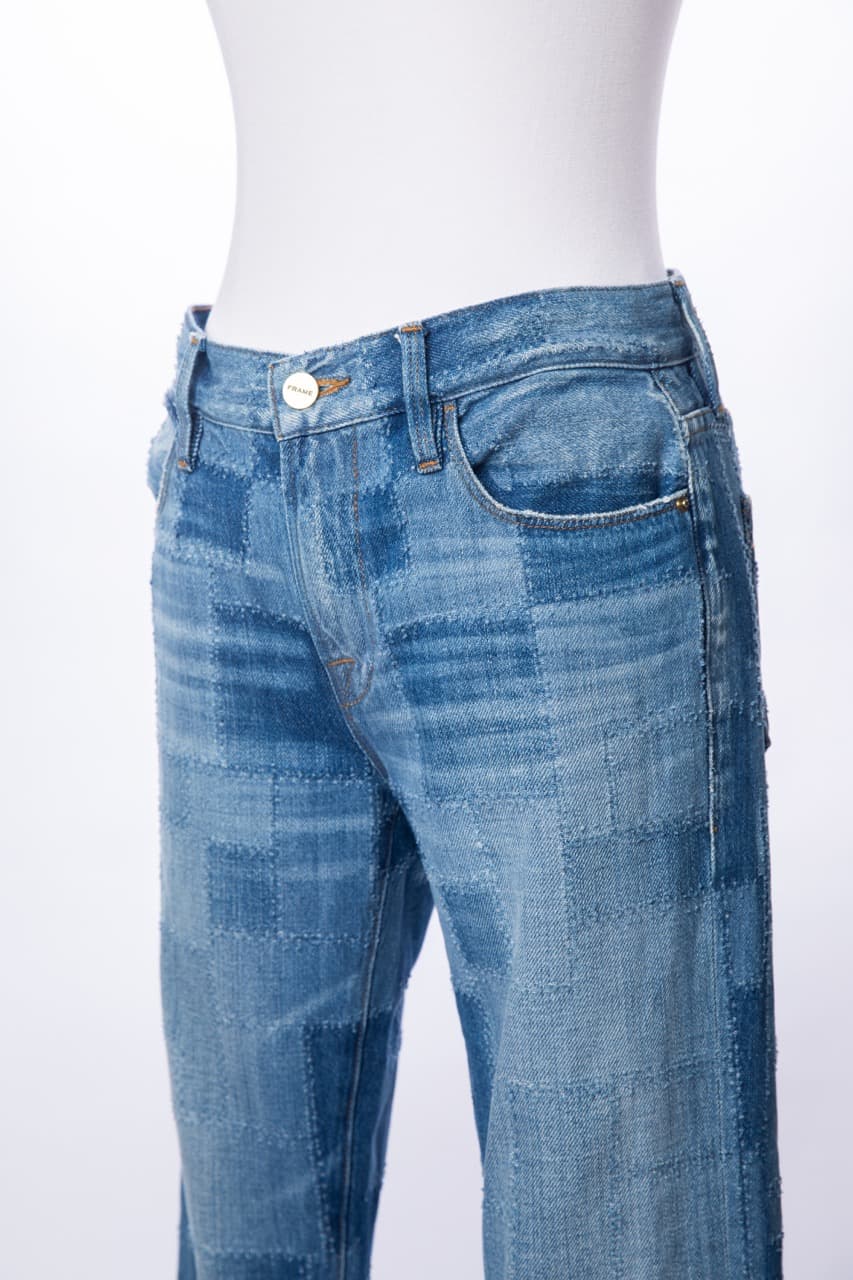 FRAME Le High Straight Patchwork Denim Jeans