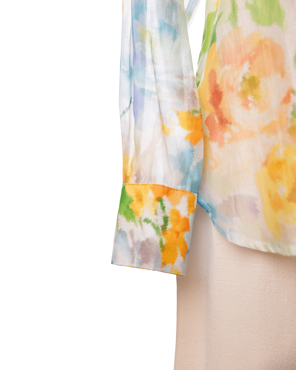 Bailey/44 Watercolor Floral Semi-Sheer Button-Down Blouse