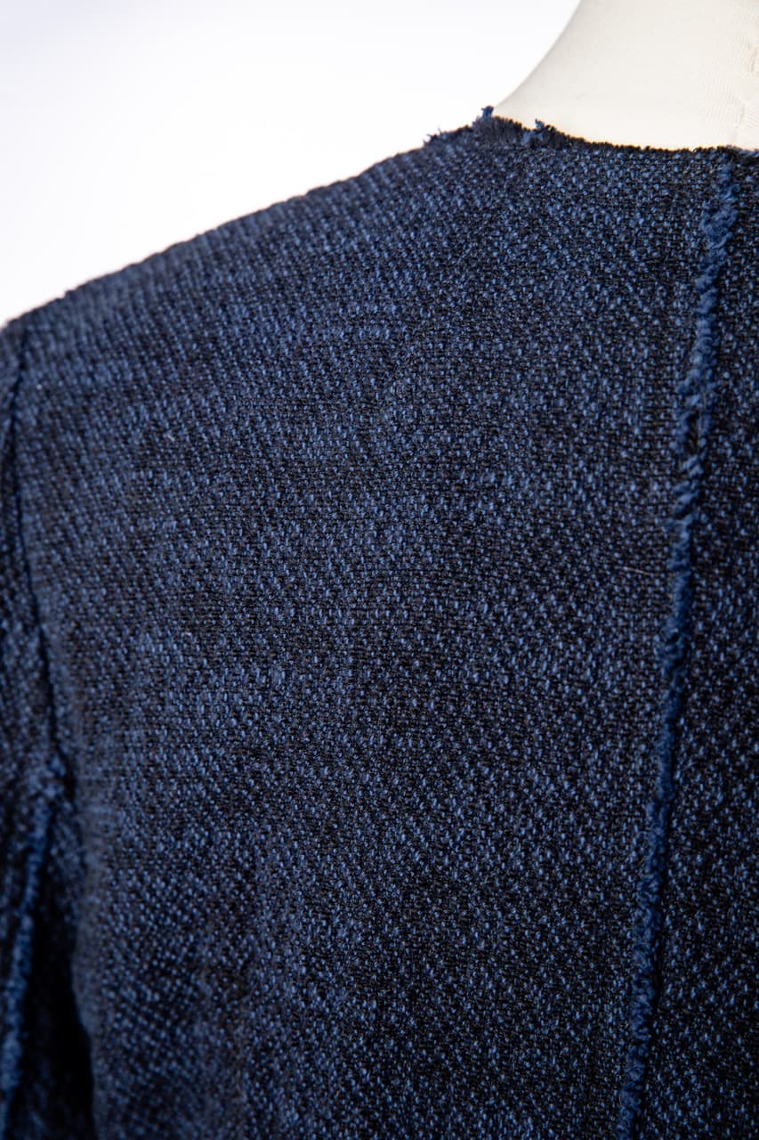 Rebecca Taylor Navy Tweed Zip-Front Jacket