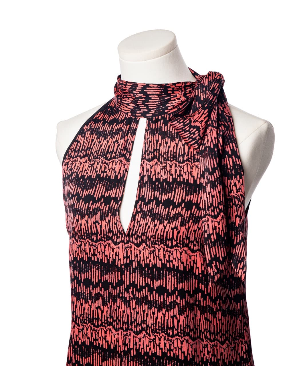 Veronica Beard Printed Silk Scarf-Neck Keyhole Top
