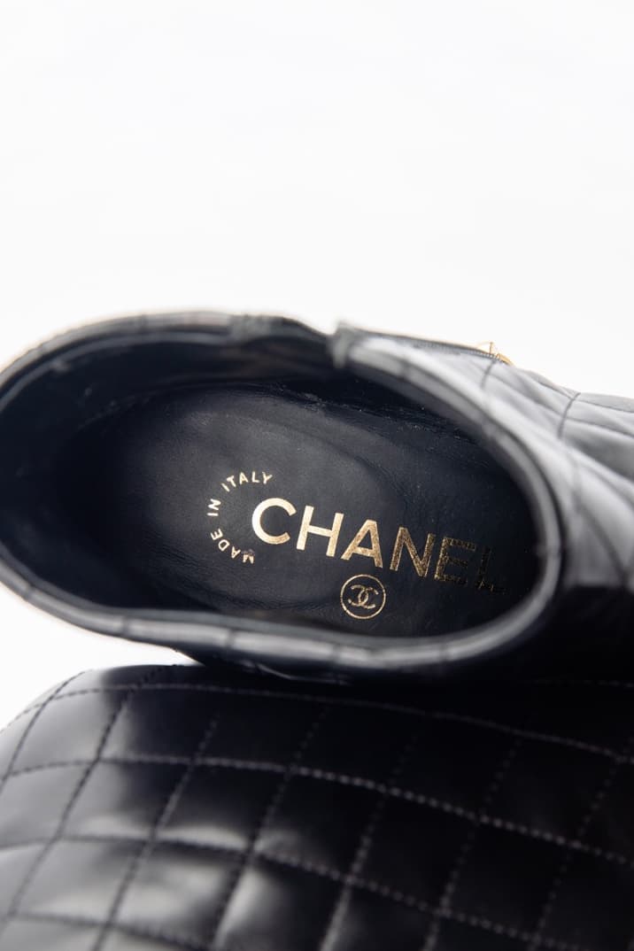 CHANEL Quilted Lambskin Ankle Booties | Authenticated