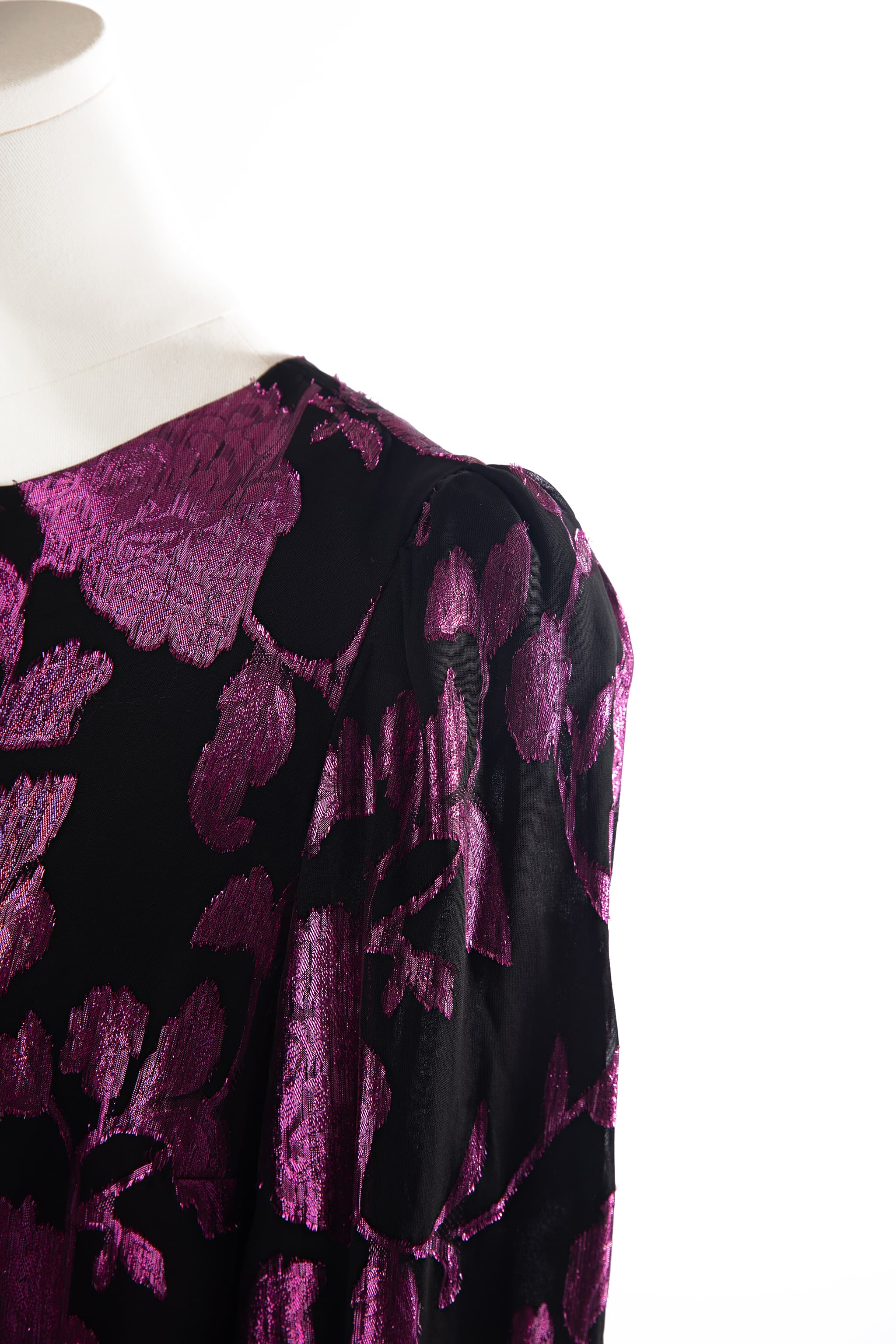 Milly Metallic Floral Chiffon Shift Dress