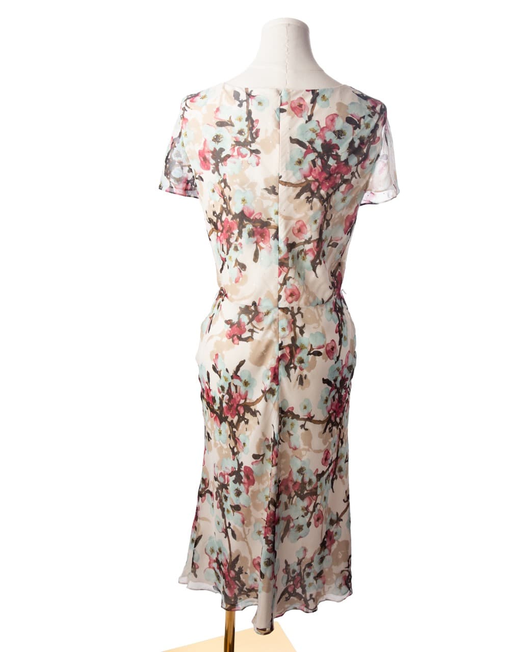 St. John Evening Silk Watercolor Floral Midi Dress