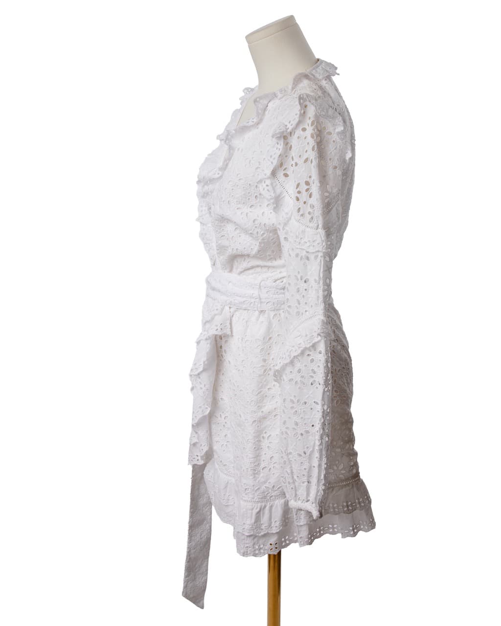 Veronica Beard Julia White Eyelet Belted Wrap Mini Dress