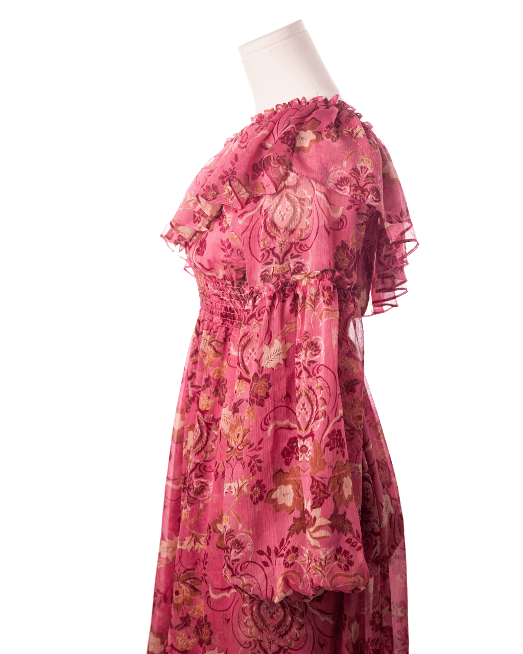 MISA Los Angeles Rumi Pink Floral One-Shoulder Ruffle Maxi Dress