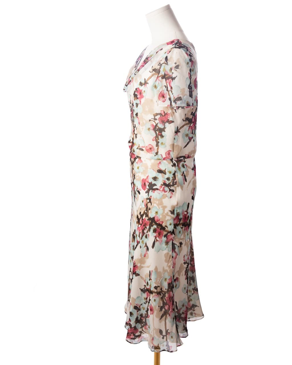 St. John Evening Silk Watercolor Floral Midi Dress
