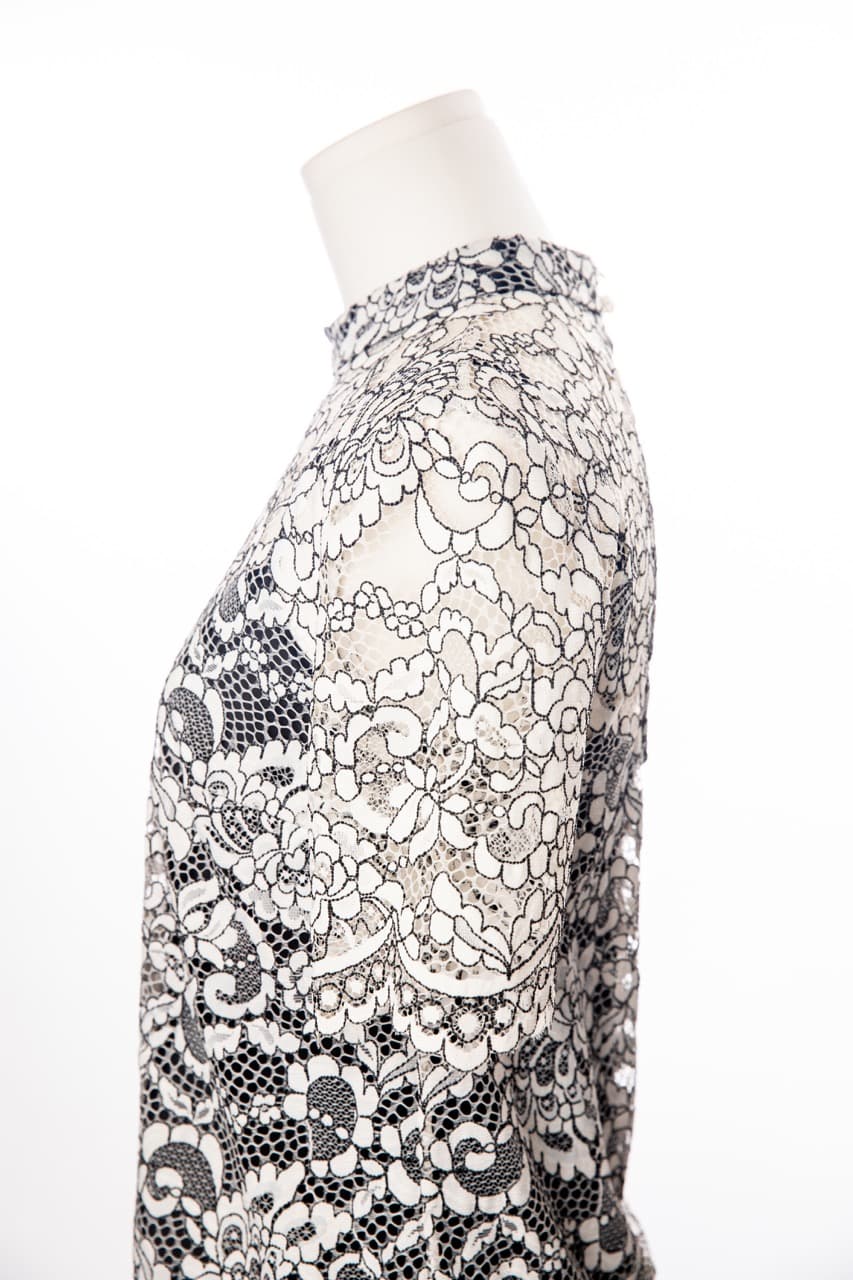 Trina Turk Black & Ivory Lace Two-Piece Top & Pencil Skirt Set
