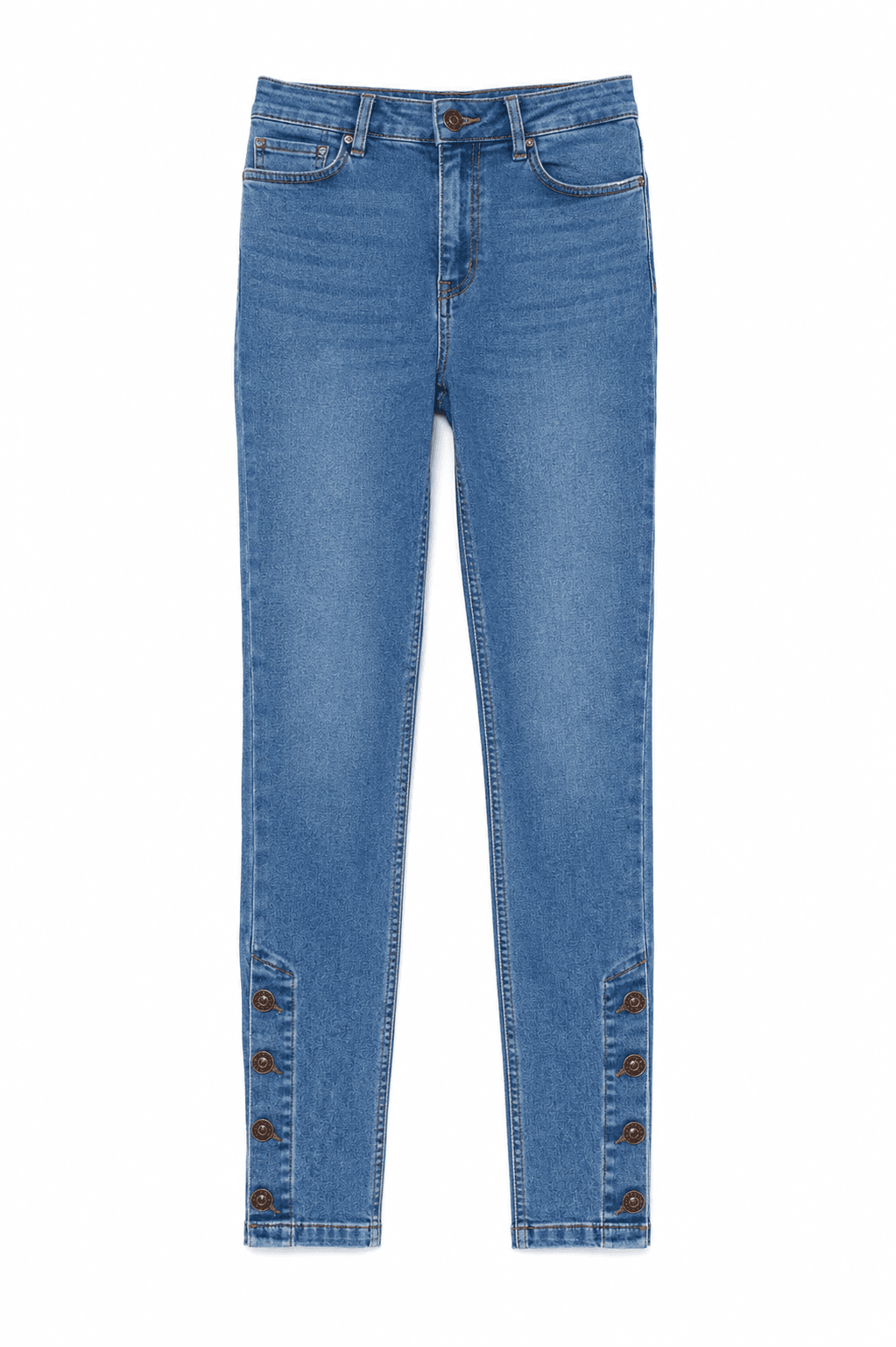 Sandro Paris Button Hem Skinny Jeans – Light Wash Denim