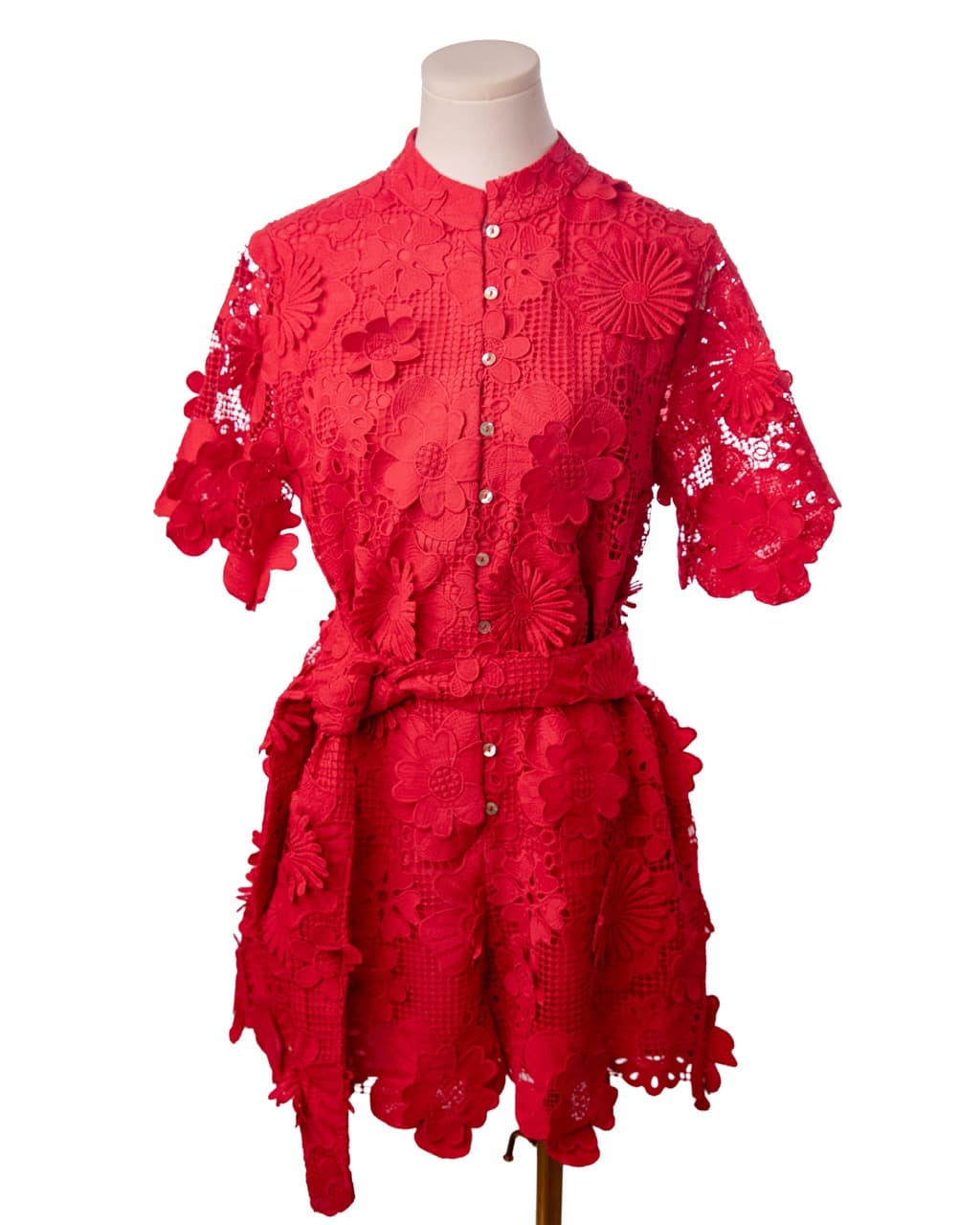 J.Marie Seraphina Floral Lace Belted Romper