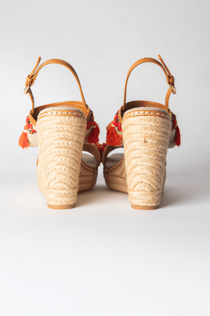 Tory Burch Niyah Embellished Tassel Espadrille Wedges