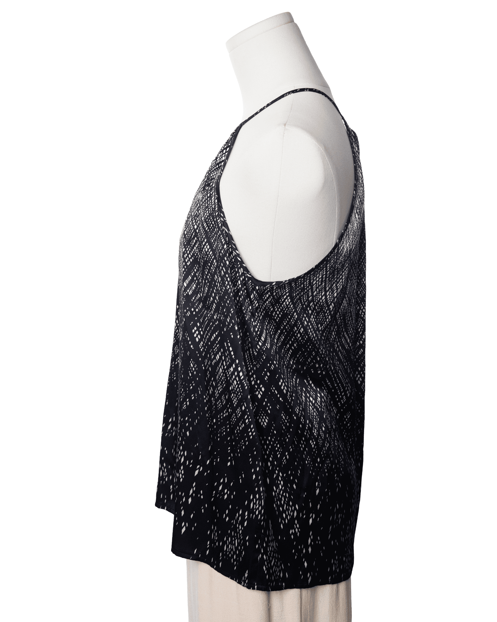 Joie Leikyn Silk Halter Blouse in Noir Ivory Geo