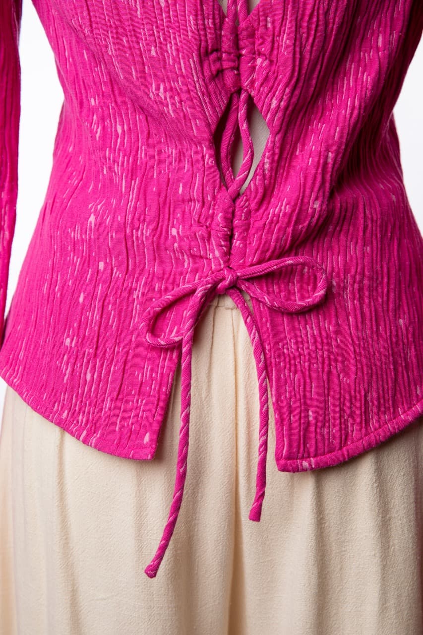 Stine Goya NWT Fuchsia Textured Lace-Up Back Shirt