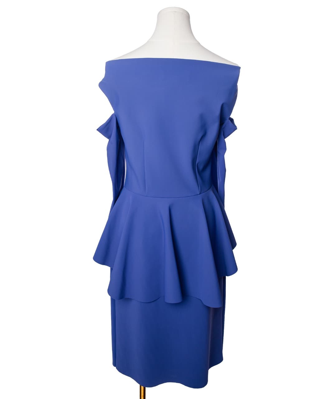 La Petite Robe di Chiara Boni Cobalt Blue Off-Shoulder Peplum Dress
