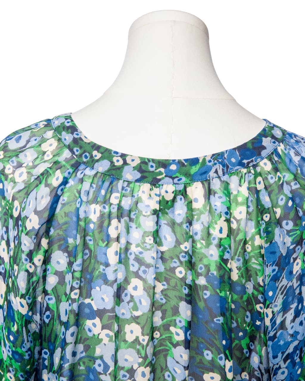 Fei Blue Garden Floral Silk Blouse