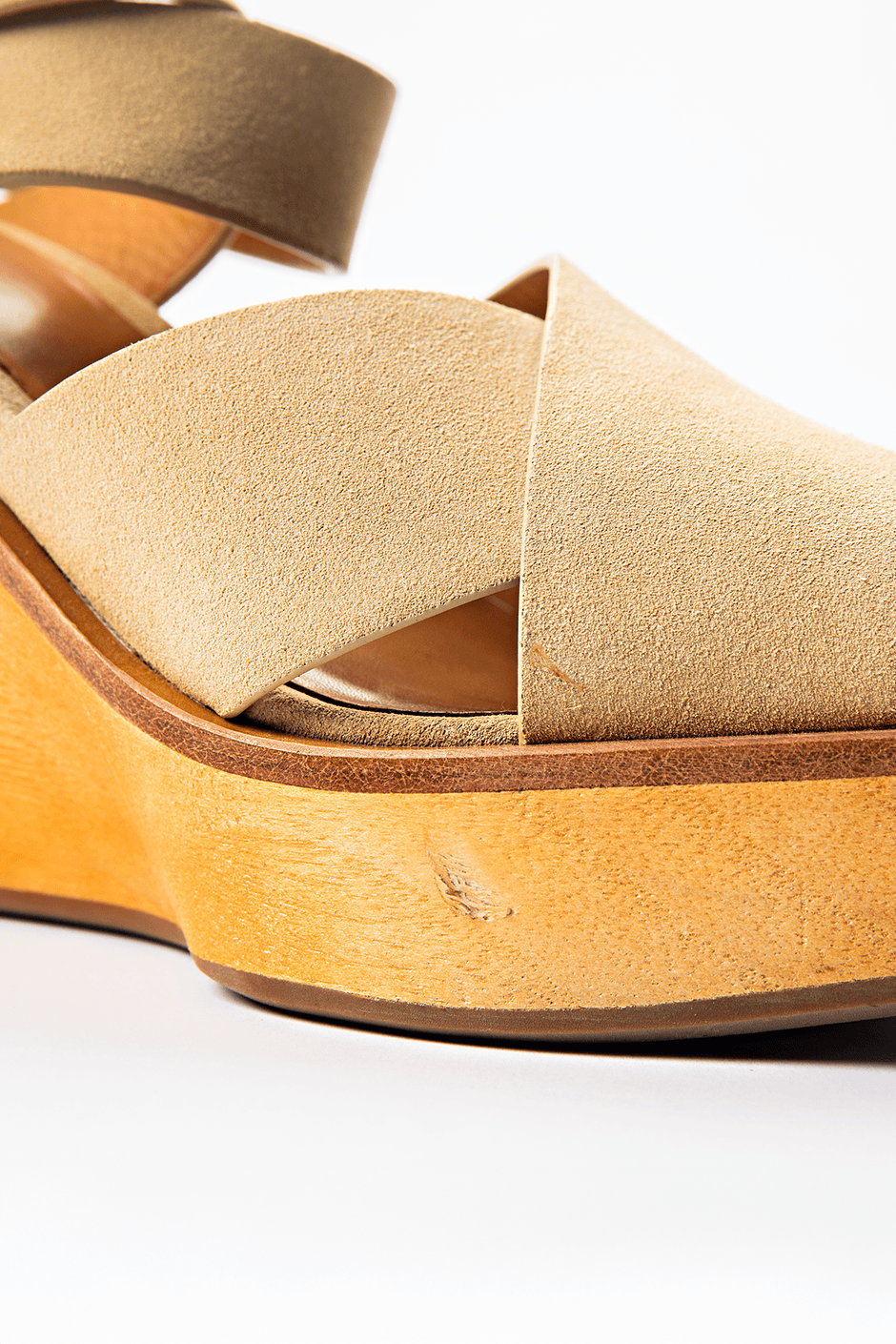Rag & Bone Oatmeal Suede Wooden Platform Wedge Sandals