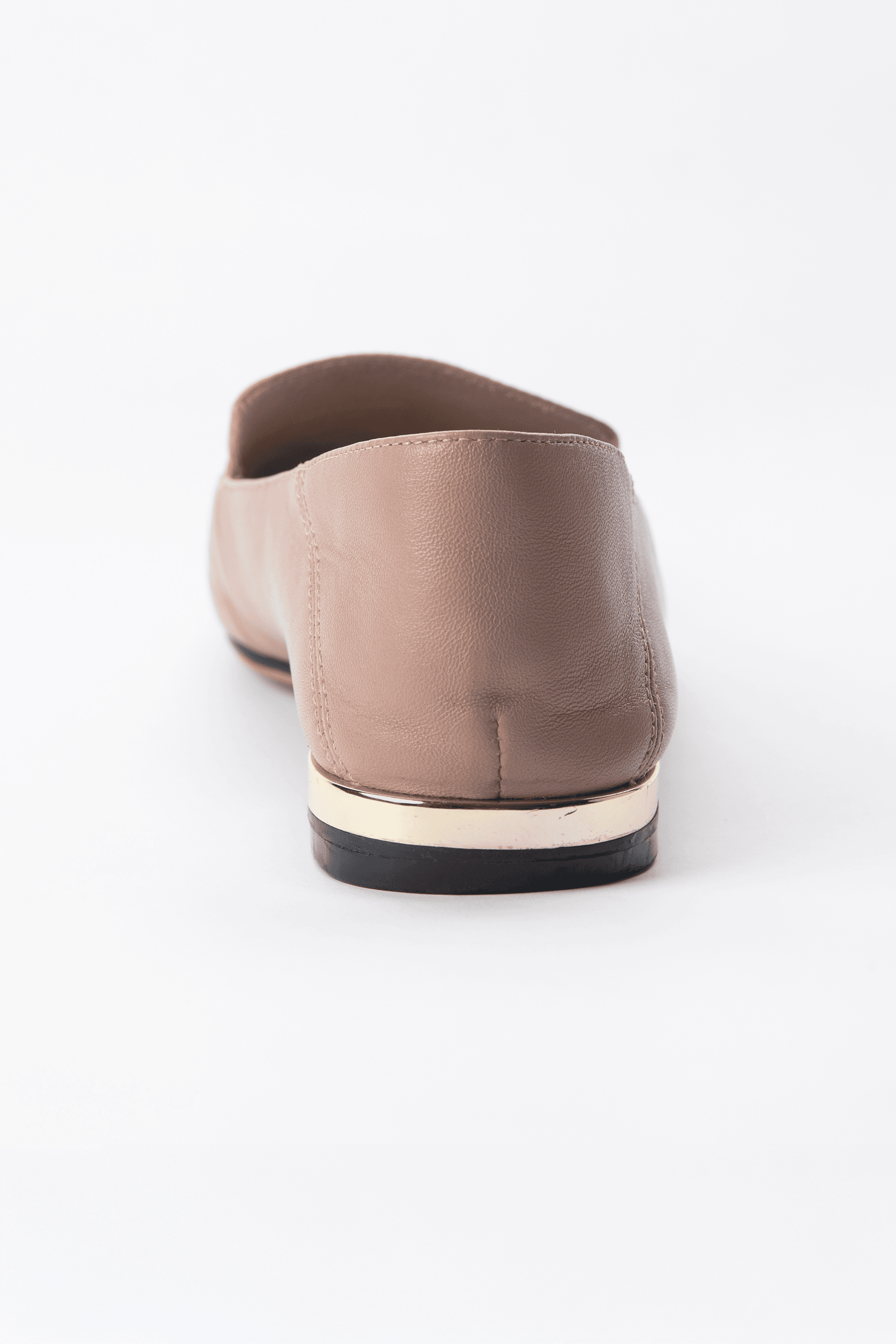 Massimo Dutti Blush Taupe Leather Chain Loafers
