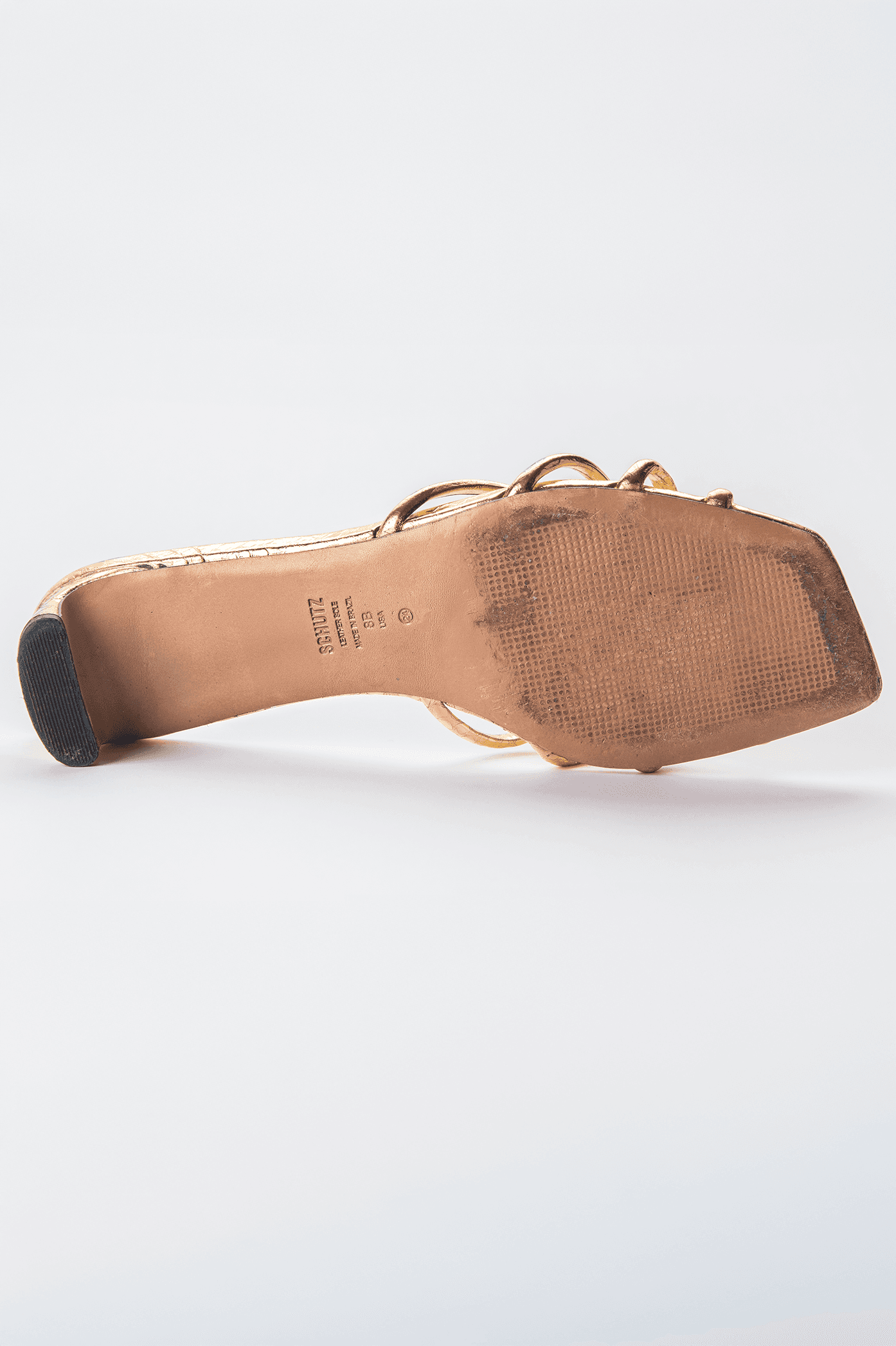 Gold Metallic Strappy Kitten Heel Sandals