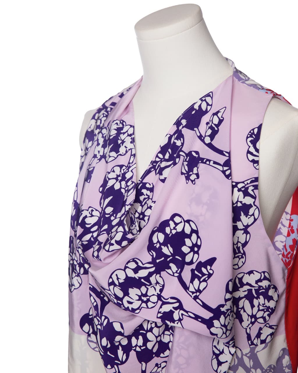 Diane von Furstenberg Silk Floral Draped Sleeveless Blouse