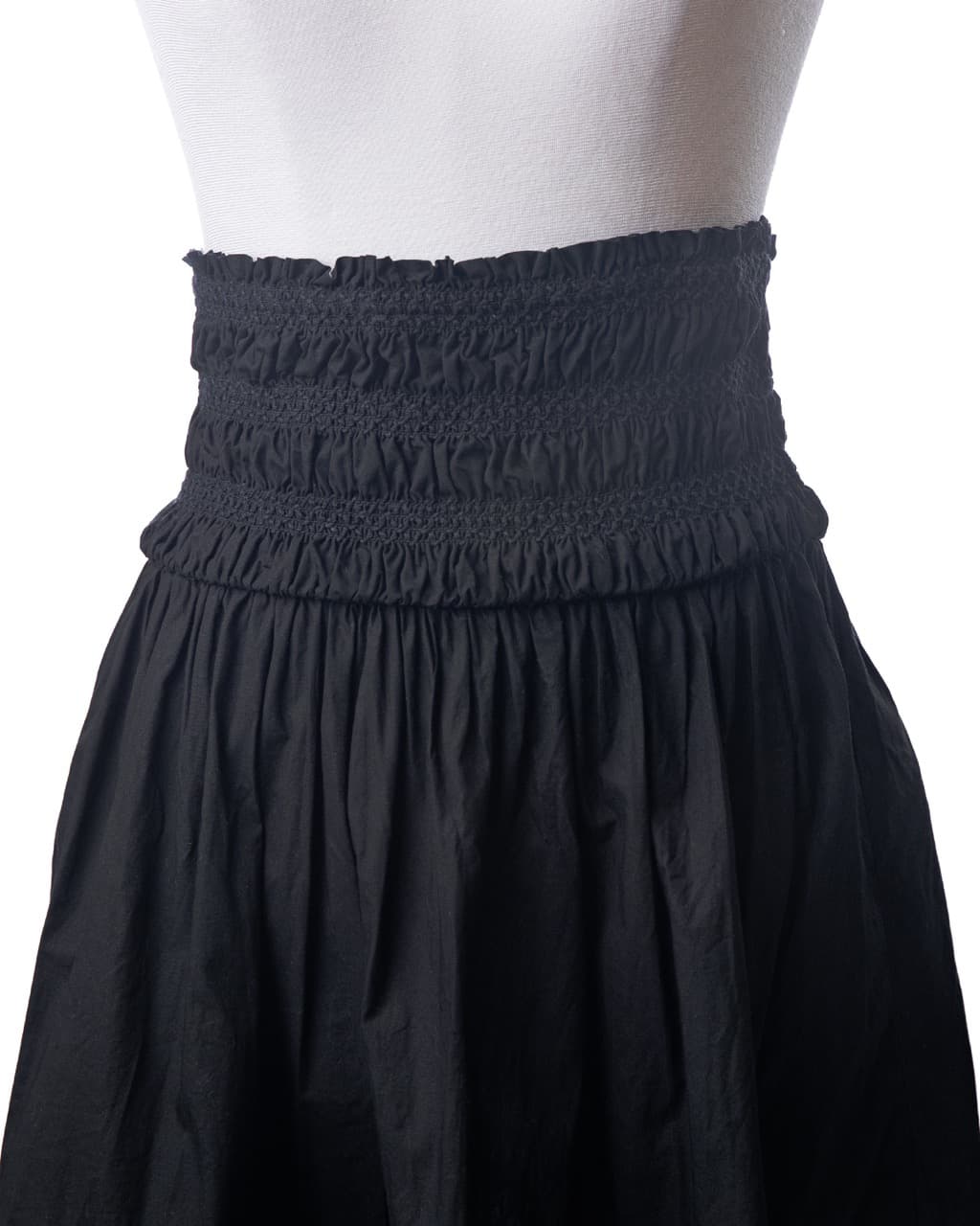 Anthropologie Black Smocked-Waist Cotton Mini Skirt